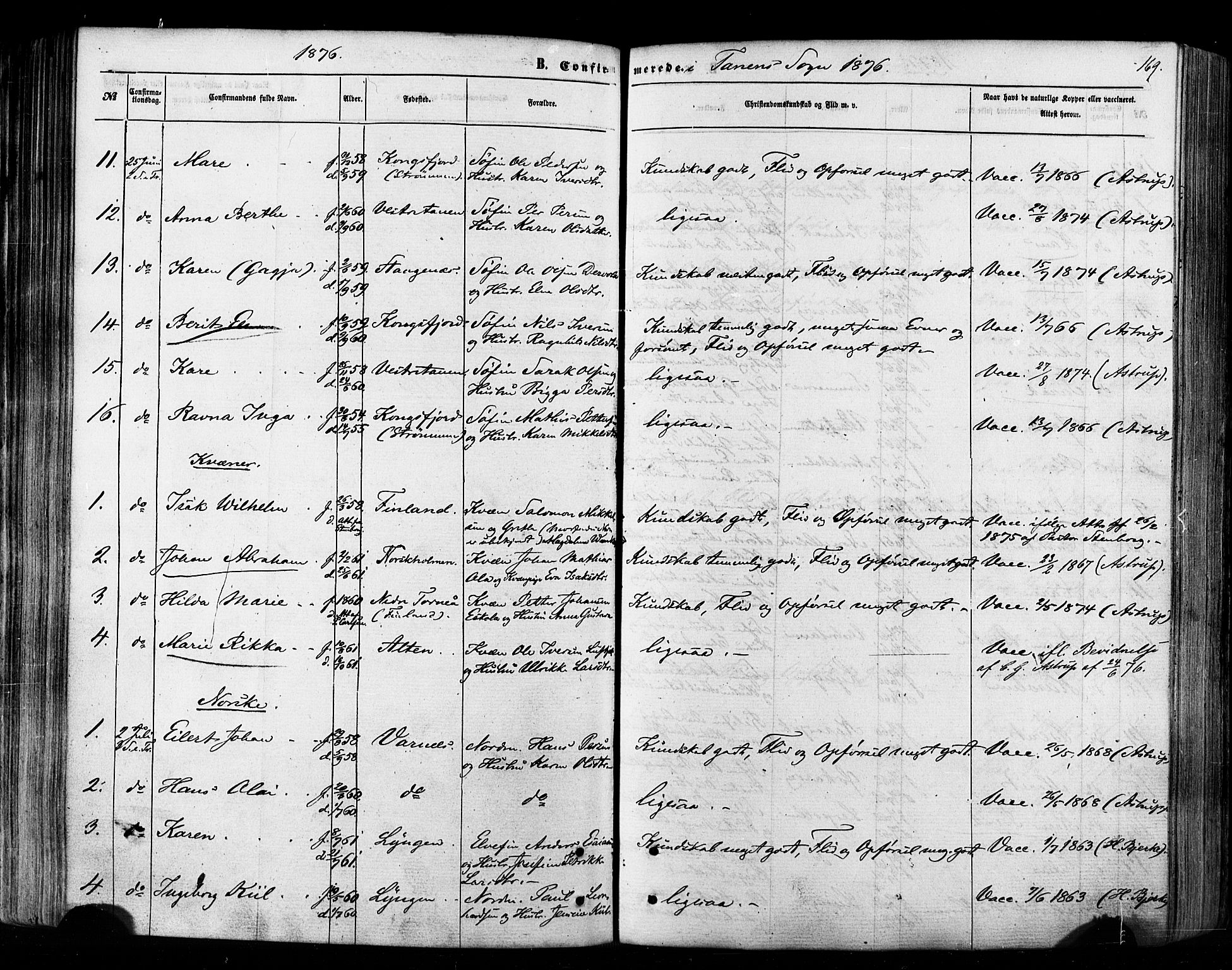 Tana sokneprestkontor, AV/SATØ-S-1334/H/Ha/L0002kirke: Parish register (official) no. 2 /1, 1861-1877, p. 169