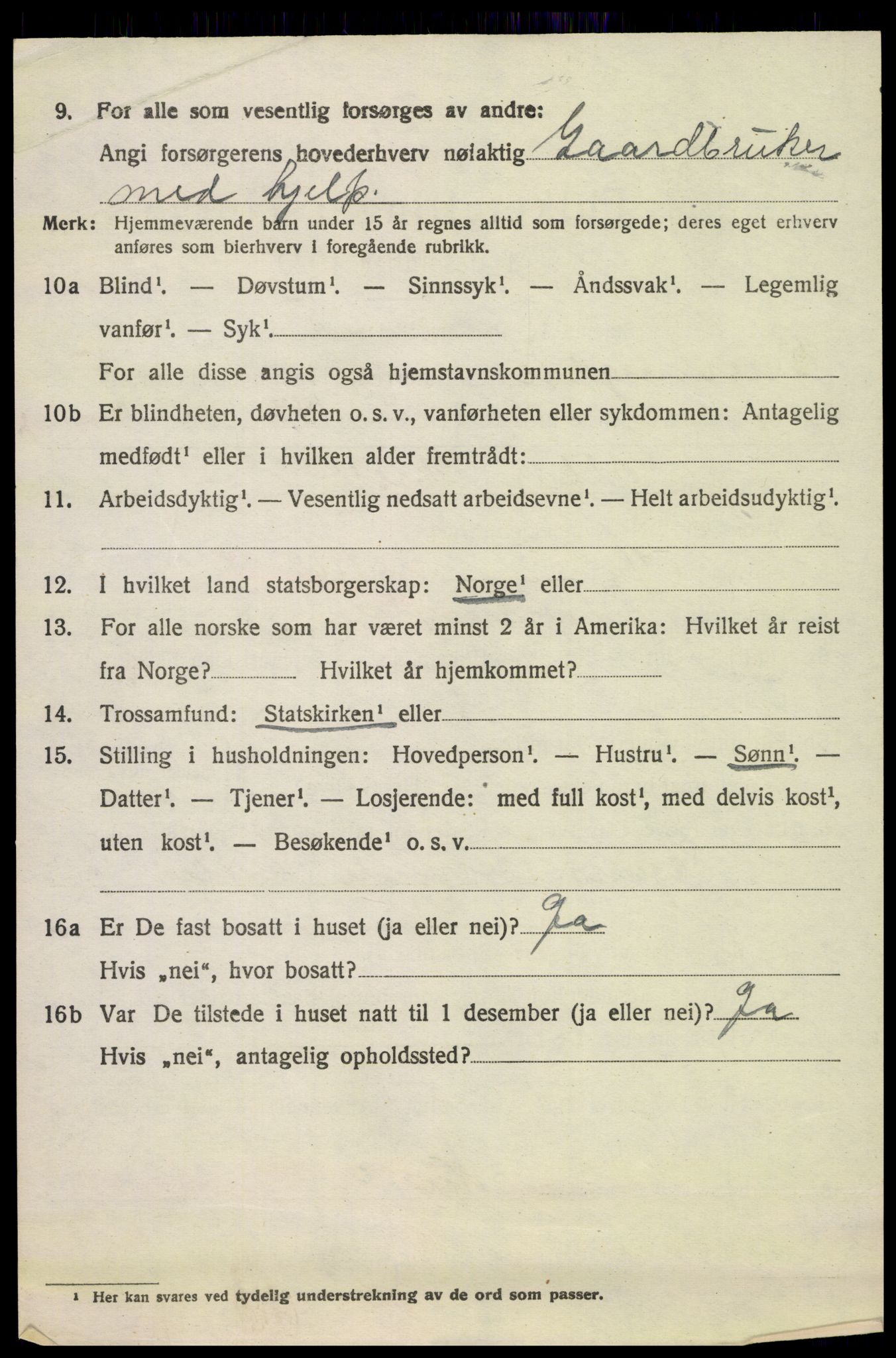 SAH, 1920 census for Snertingdal, 1920, p. 4868