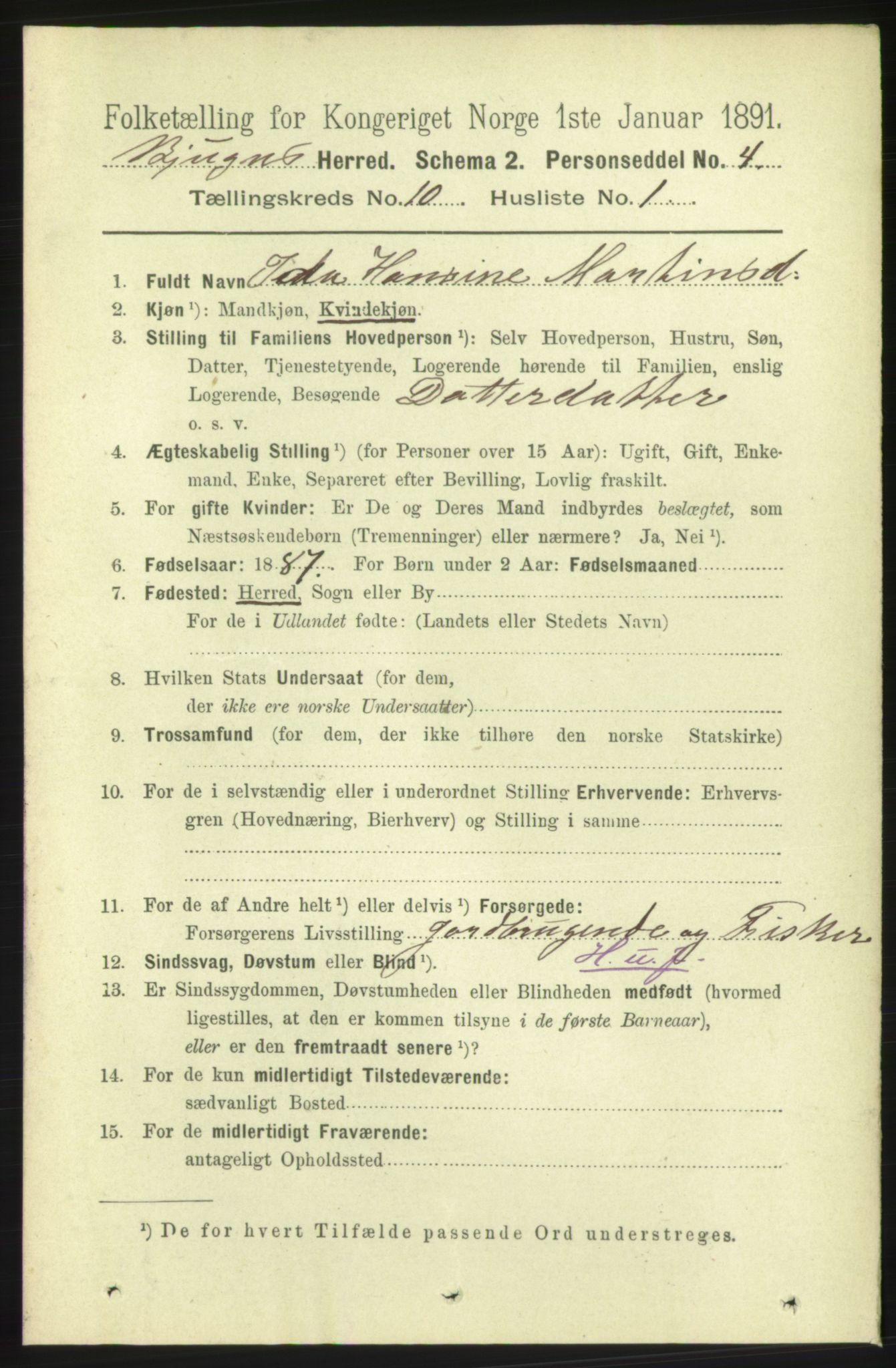 RA, 1891 census for 1627 Bjugn, 1891, p. 2715