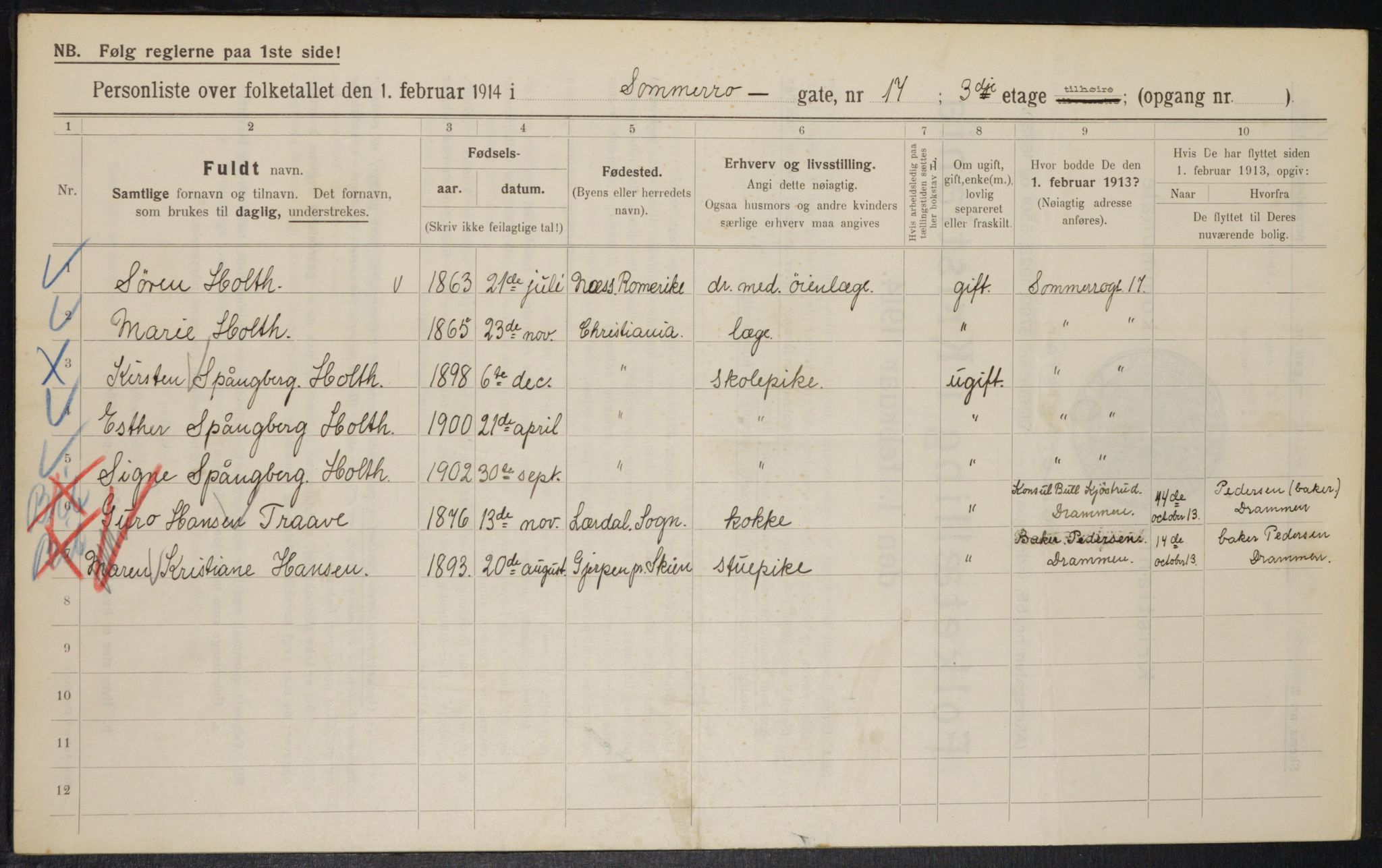 OBA, Municipal Census 1914 for Kristiania, 1914, p. 99596