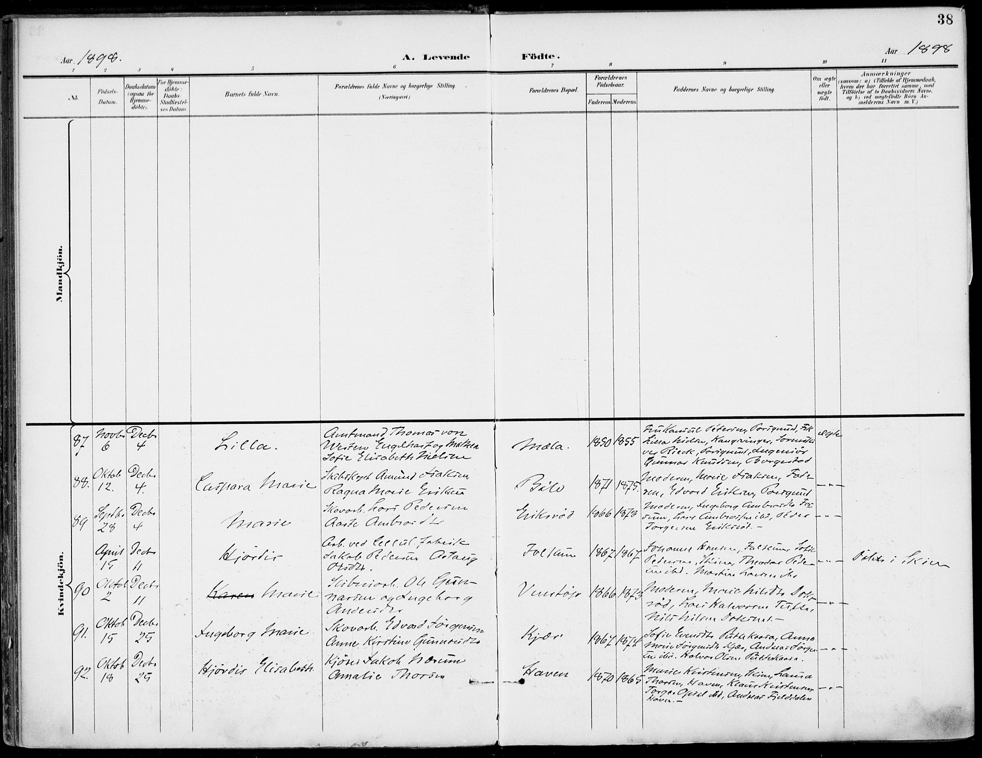 Gjerpen kirkebøker, SAKO/A-265/F/Fa/L0011: Parish register (official) no. I 11, 1896-1904, p. 38