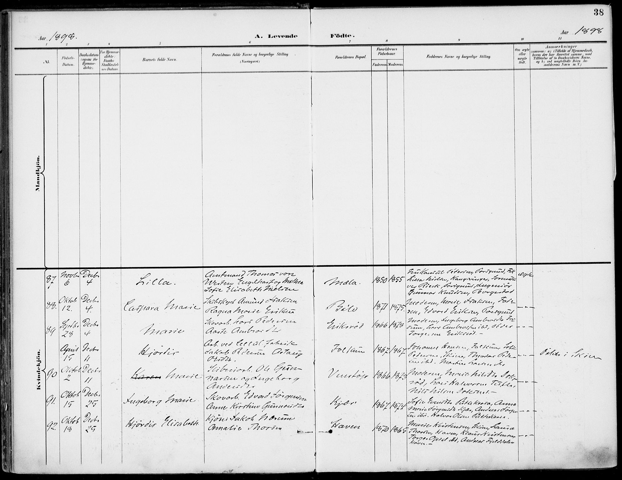 Gjerpen kirkebøker, AV/SAKO-A-265/F/Fa/L0011: Parish register (official) no. I 11, 1896-1904, p. 38