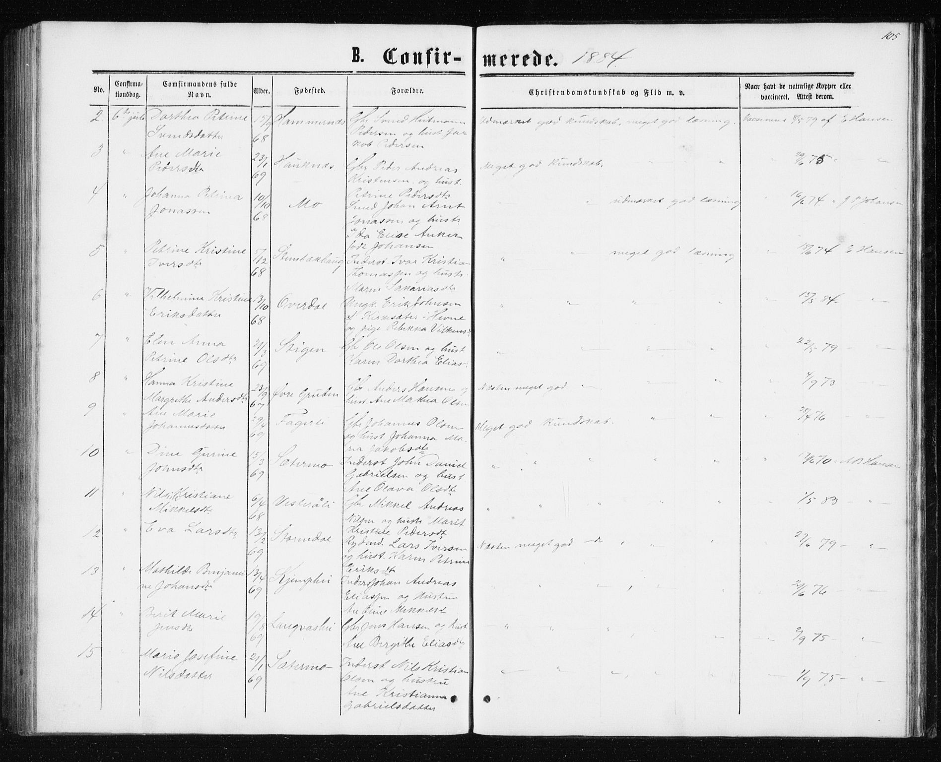 Ministerialprotokoller, klokkerbøker og fødselsregistre - Nordland, AV/SAT-A-1459/827/L0416: Parish register (copy) no. 827C05, 1865-1886, p. 105