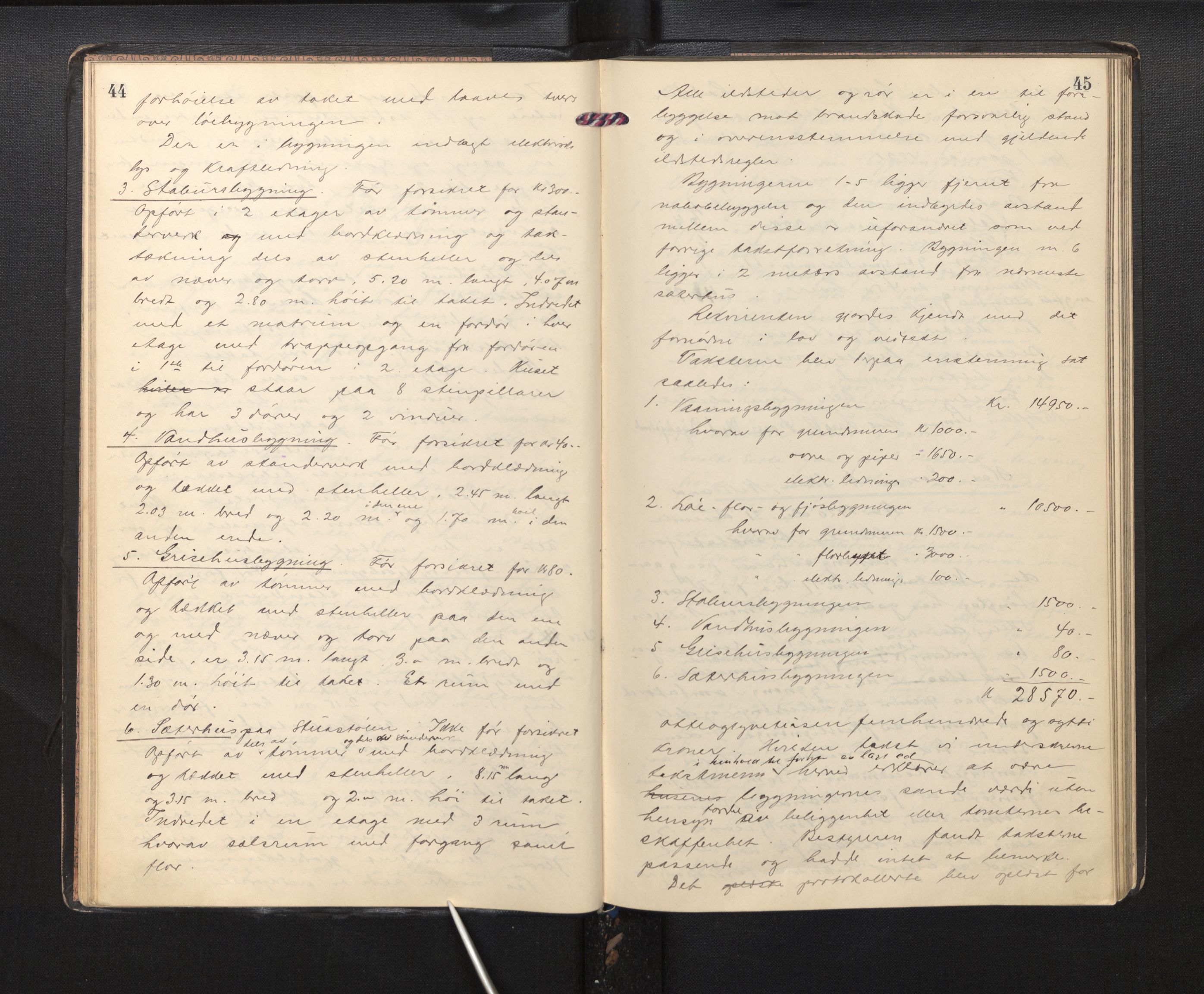 Lensmannen i Kvam, AV/SAB-A-33201/0012/L0003: Branntakstprotokoll, 1919-1941, p. 44-45