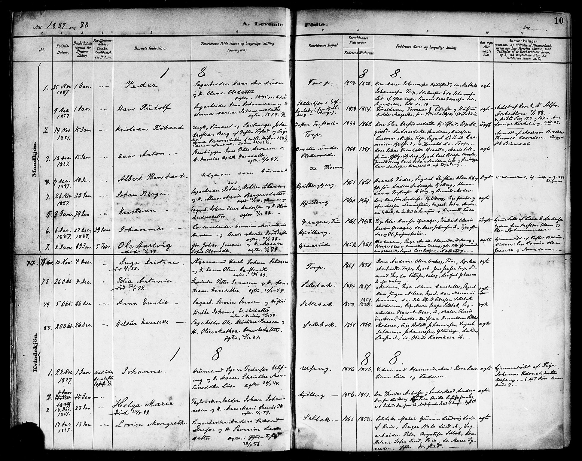 Borge prestekontor Kirkebøker, AV/SAO-A-10903/F/Fa/L0008: Parish register (official) no. I 8A, 1887-1902, p. 10