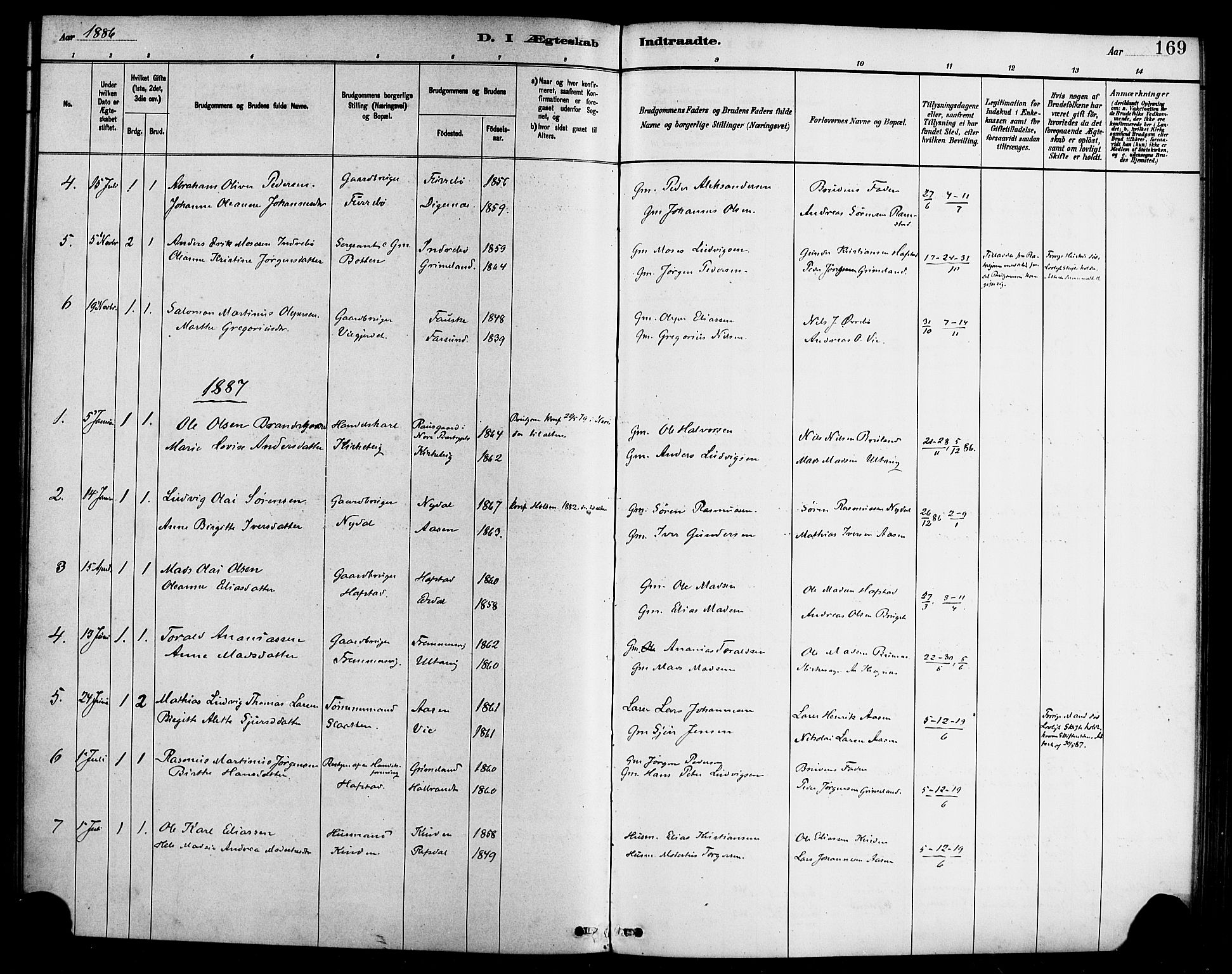 Førde sokneprestembete, SAB/A-79901/H/Haa/Haab/L0001: Parish register (official) no. B 1, 1880-1898, p. 169