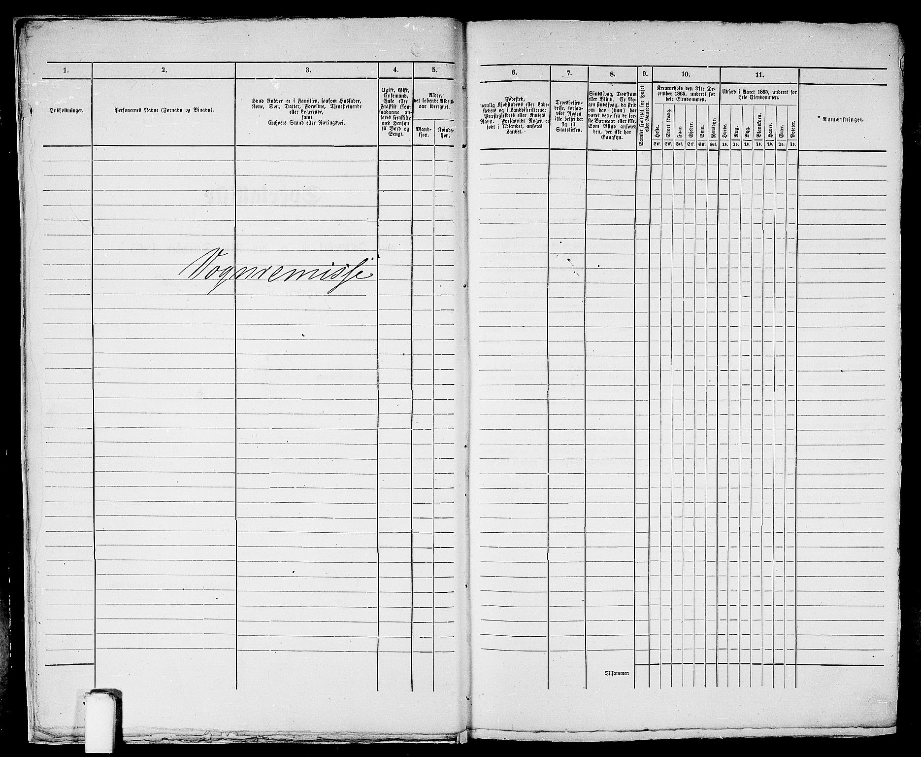 RA, 1865 census for Bergen, 1865, p. 52