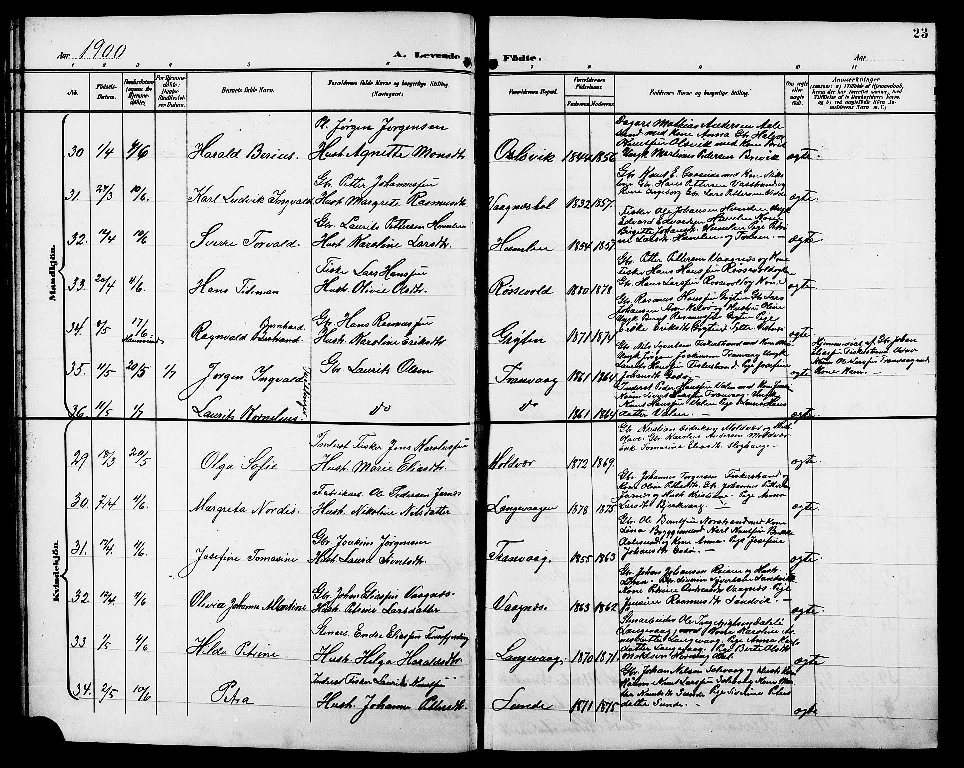 Ministerialprotokoller, klokkerbøker og fødselsregistre - Møre og Romsdal, AV/SAT-A-1454/528/L0432: Parish register (copy) no. 528C13, 1898-1918, p. 23