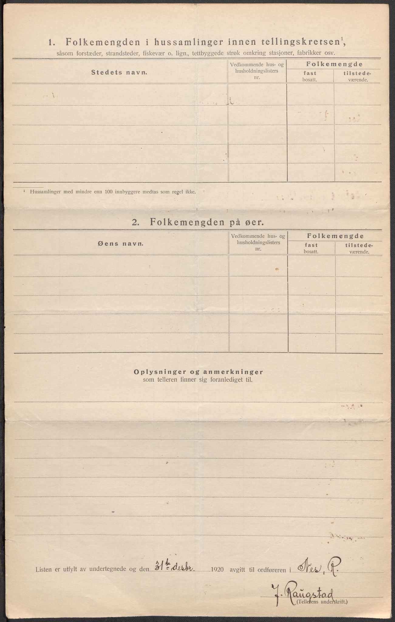 SAO, 1920 census for Nes, 1920, p. 65