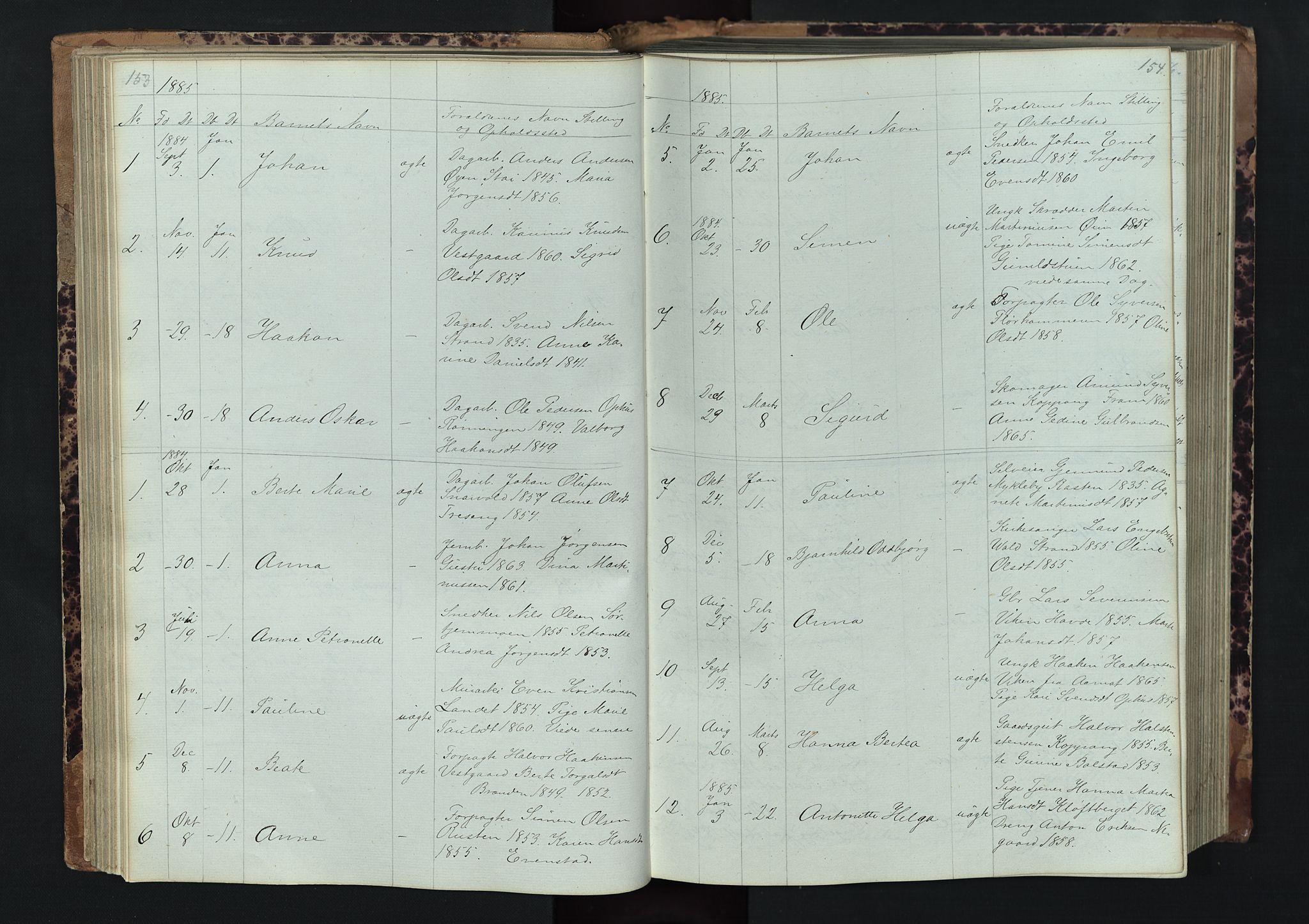 Stor-Elvdal prestekontor, SAH/PREST-052/H/Ha/Hab/L0001: Parish register (copy) no. 1 /1, 1860-1894, p. 153-154