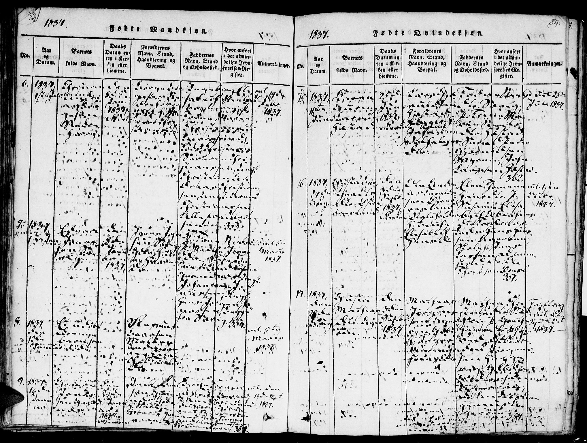 Høvåg sokneprestkontor, SAK/1111-0025/F/Fa/L0001: Parish register (official) no. A 1, 1816-1843, p. 89