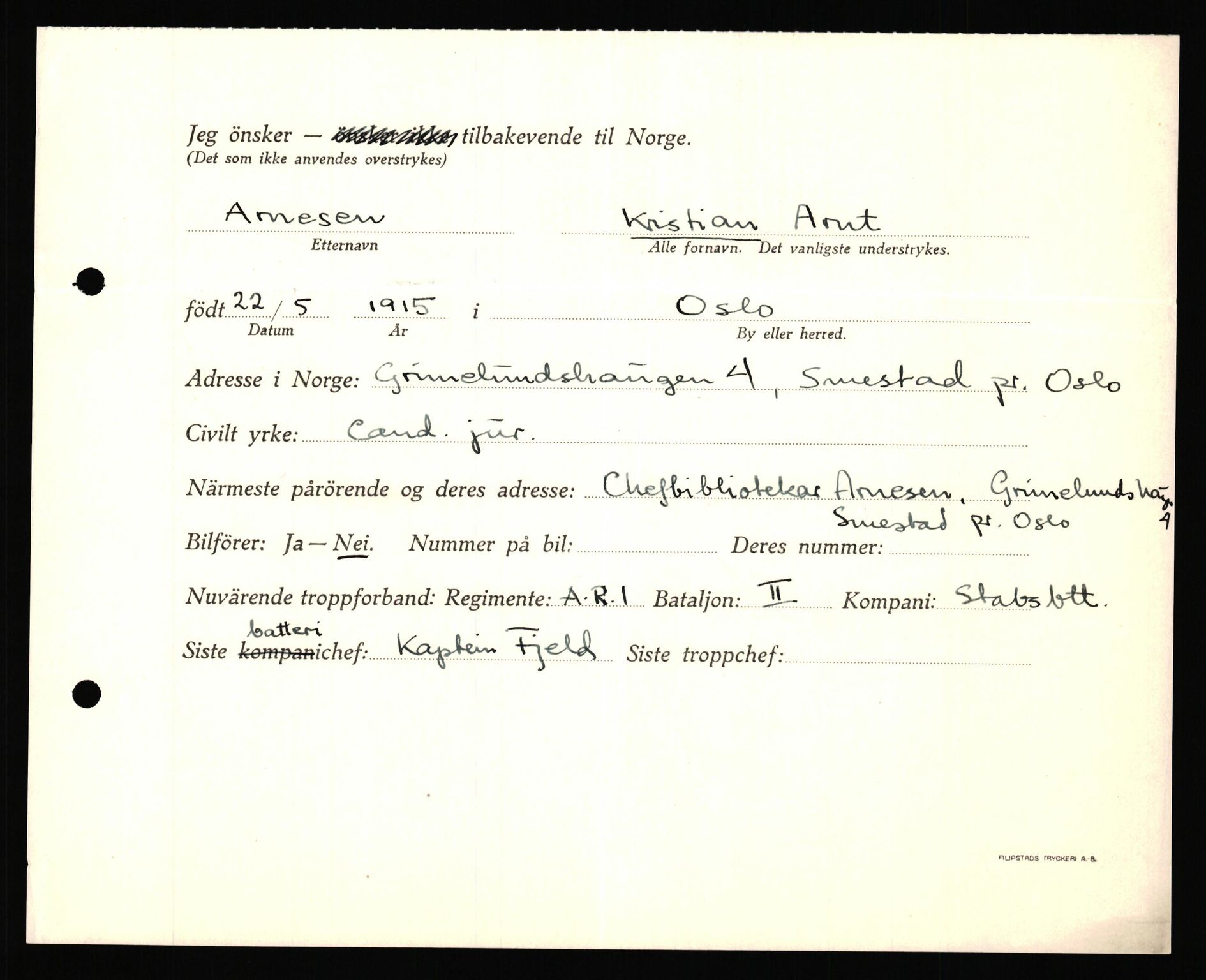 Forsvaret, Forsvarets krigshistoriske avdeling, AV/RA-RAFA-2017/Y/Yf/L0205: II-C-11-2110 - Norske internert i Sverige 1940, 1940, p. 181