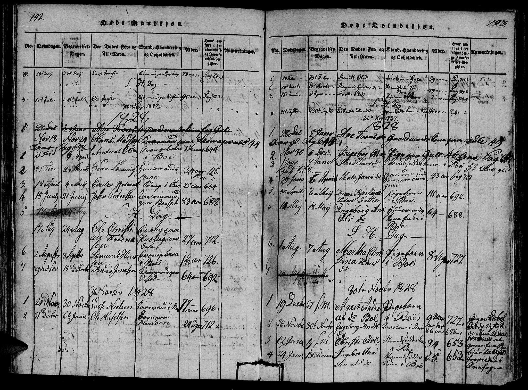 Ministerialprotokoller, klokkerbøker og fødselsregistre - Møre og Romsdal, SAT/A-1454/566/L0763: Parish register (official) no. 566A03 /1, 1817-1829, p. 192-193