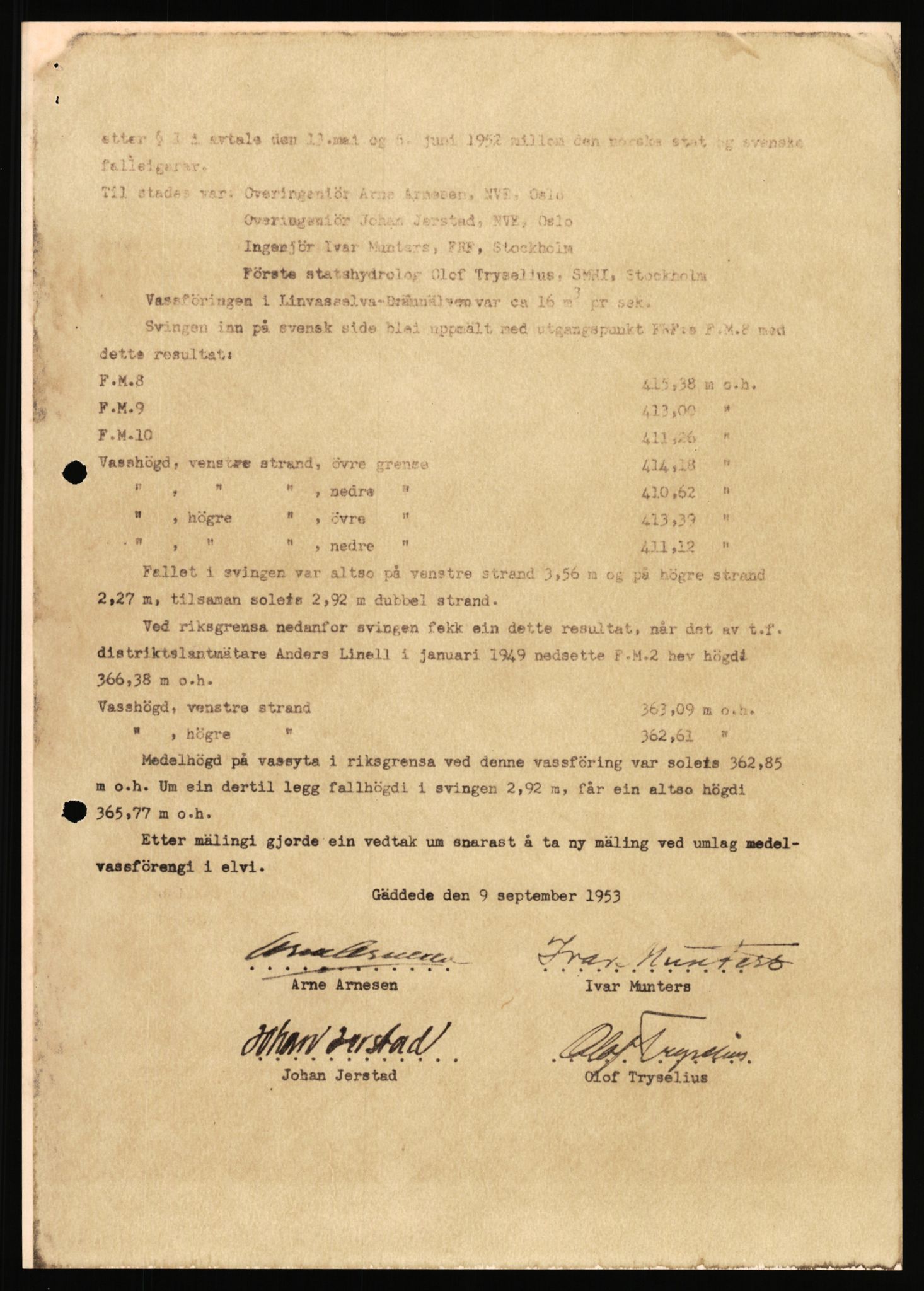 Vassdragsdirektoratet/avdelingen, RA/S-6242/F/Fa/L0571/0003: Limingen / Utbygging av Linnvasselva – Brännälven 1953, med nokre få dokument frå 1963 , 1953-1963, p. 2
