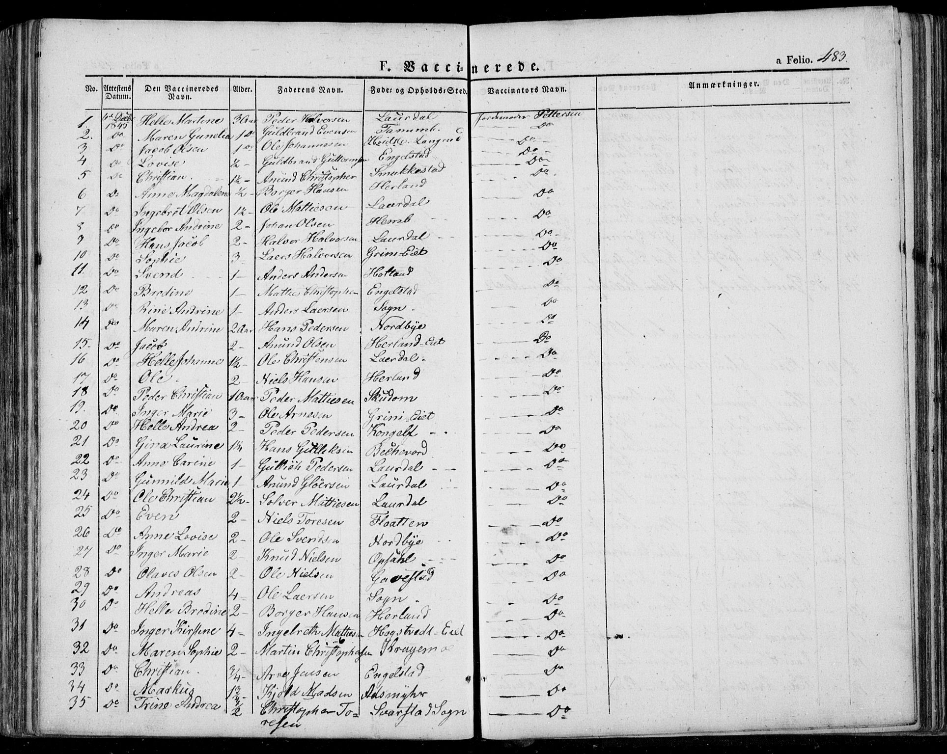 Lardal kirkebøker, SAKO/A-350/F/Fa/L0006: Parish register (official) no. I 6, 1835-1860, p. 483