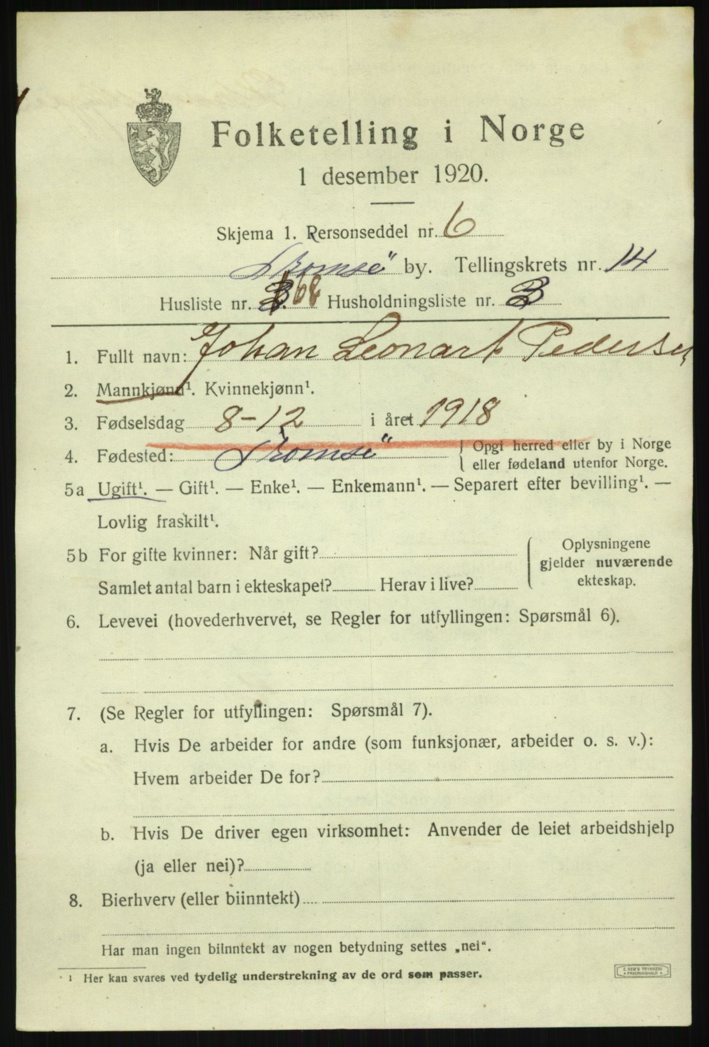 SATØ, 1920 census for Tromsø, 1920, p. 27915