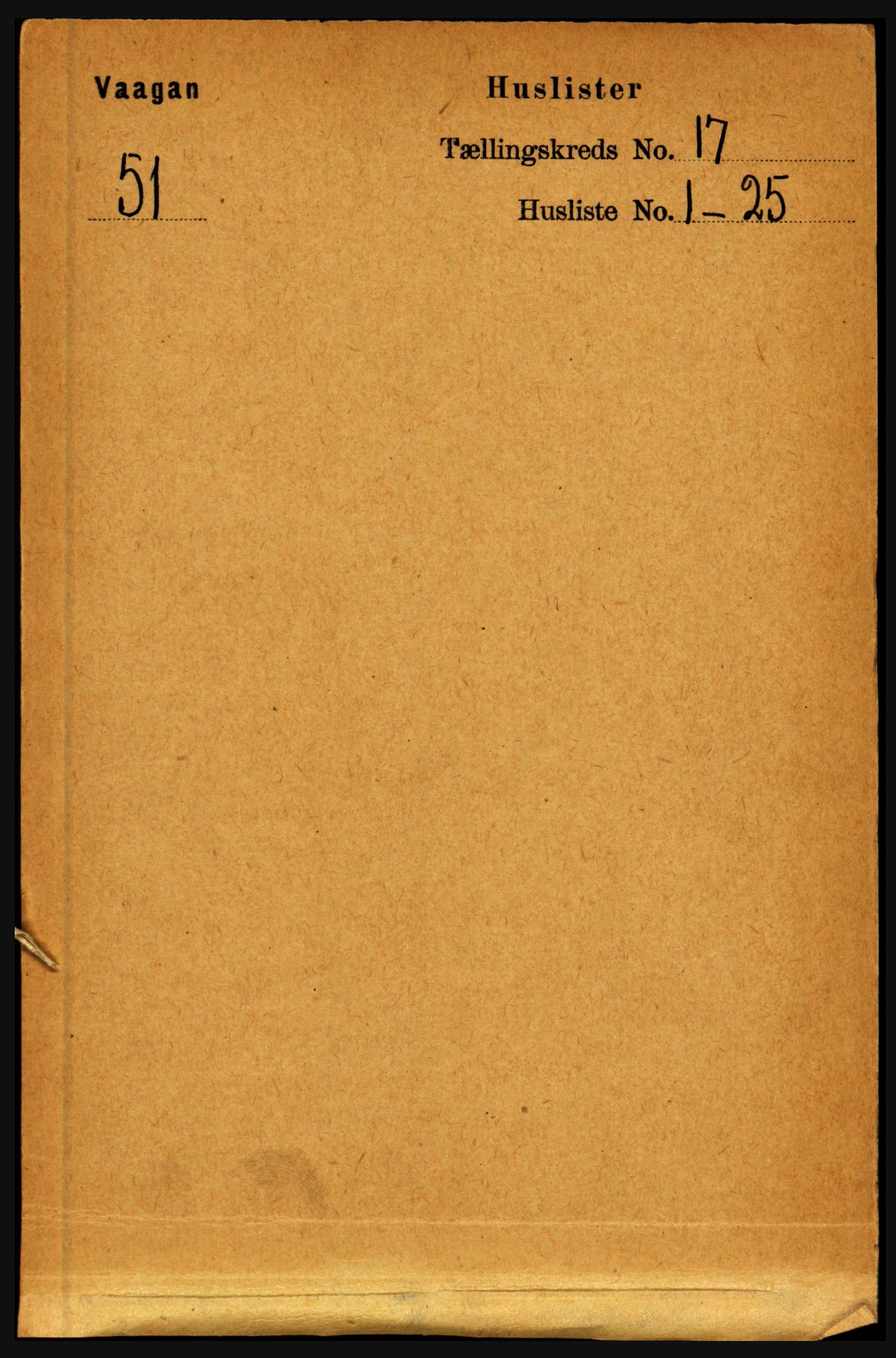 RA, 1891 census for 1865 Vågan, 1891, p. 4890
