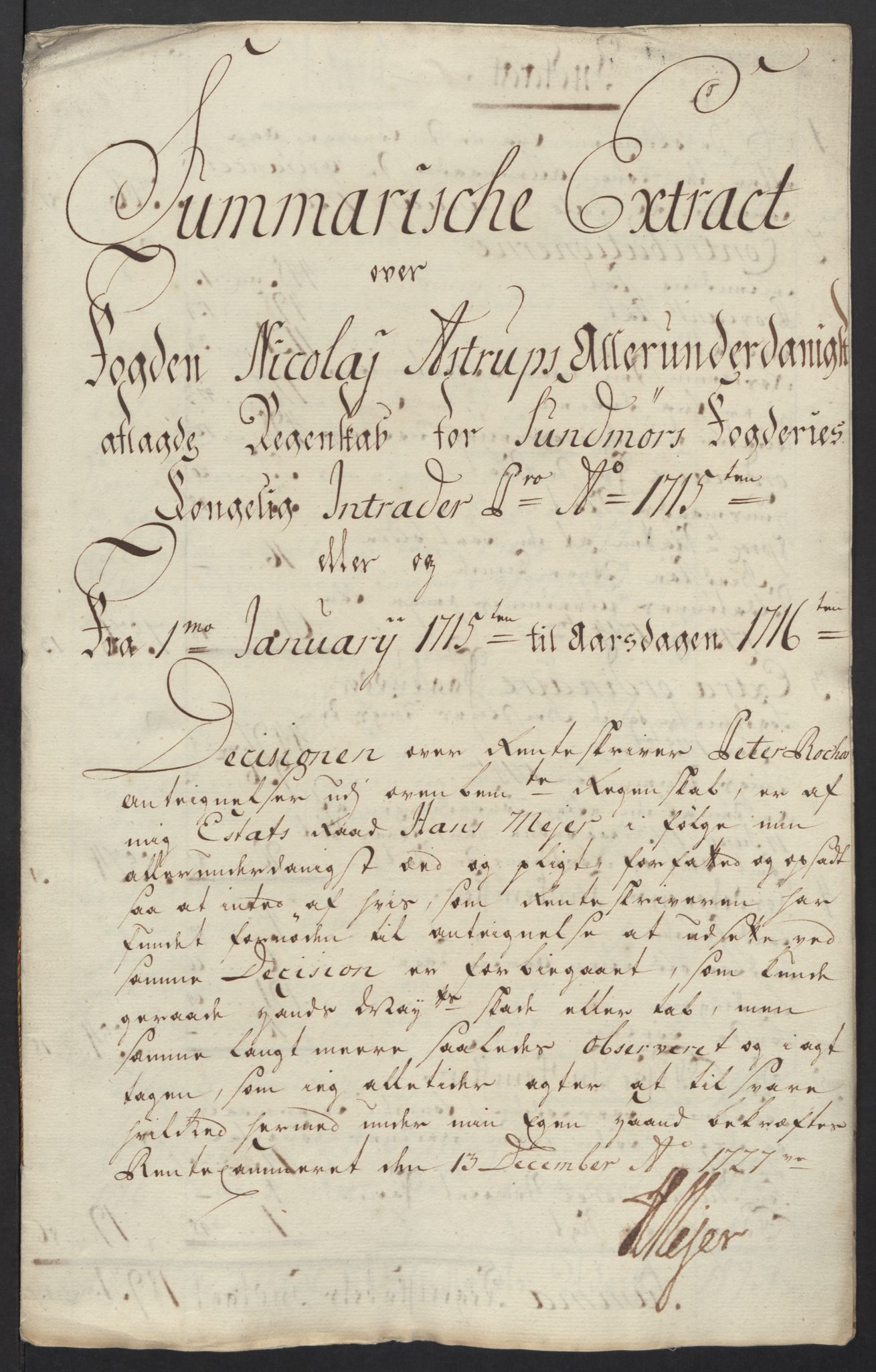 Rentekammeret inntil 1814, Reviderte regnskaper, Fogderegnskap, RA/EA-4092/R54/L3567: Fogderegnskap Sunnmøre, 1715, p. 11
