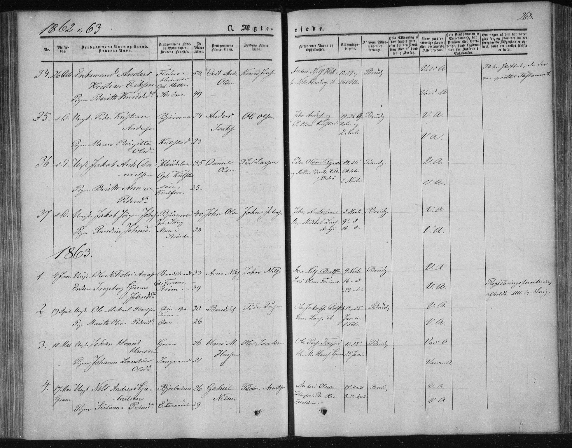 Ministerialprotokoller, klokkerbøker og fødselsregistre - Nordland, AV/SAT-A-1459/820/L0293: Parish register (official) no. 820A14, 1855-1865, p. 268