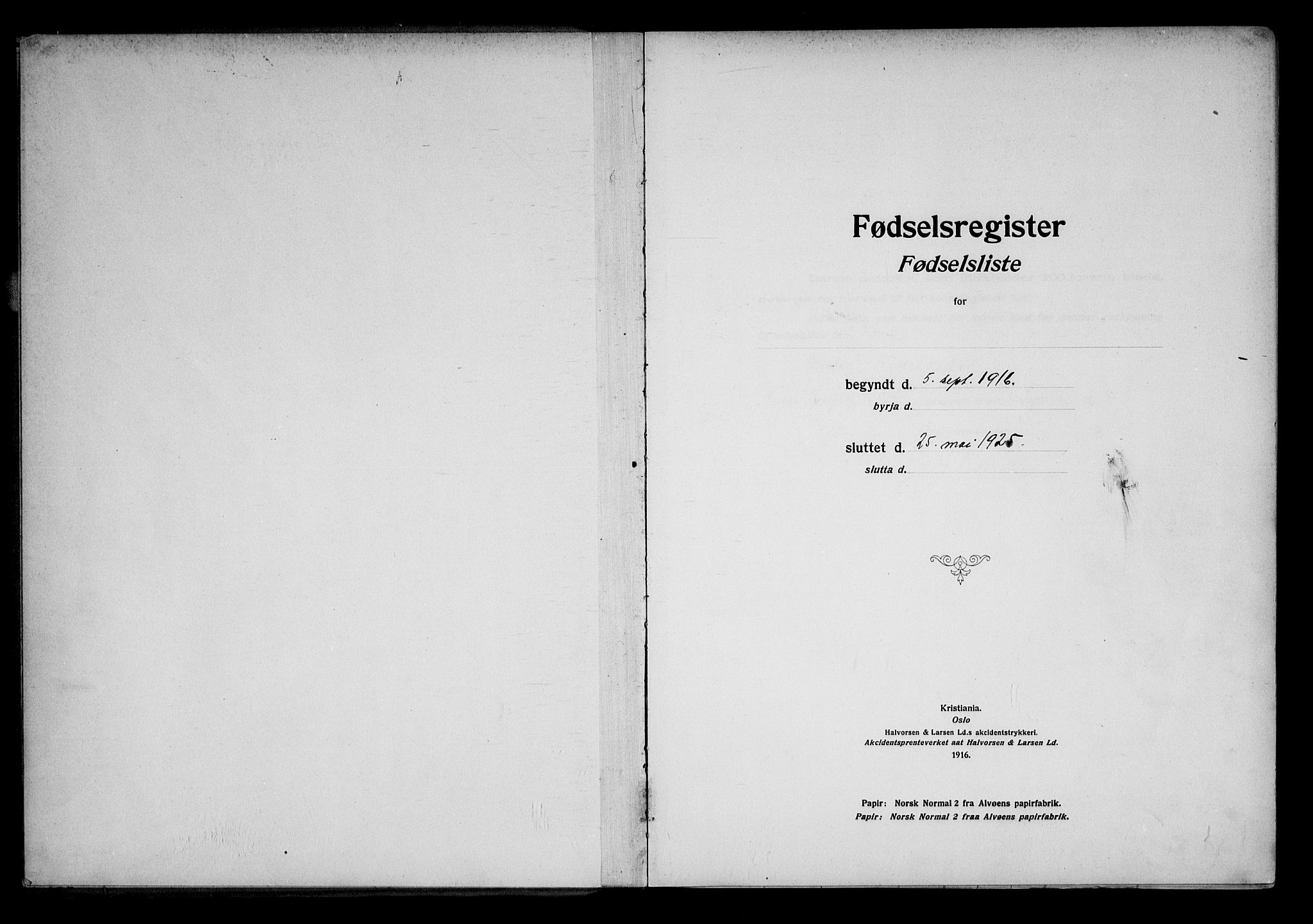 Fredrikstad domkirkes prestekontor Kirkebøker, SAO/A-10906/J/*Ja/L0001: Birth register no. 1, 1916-1925