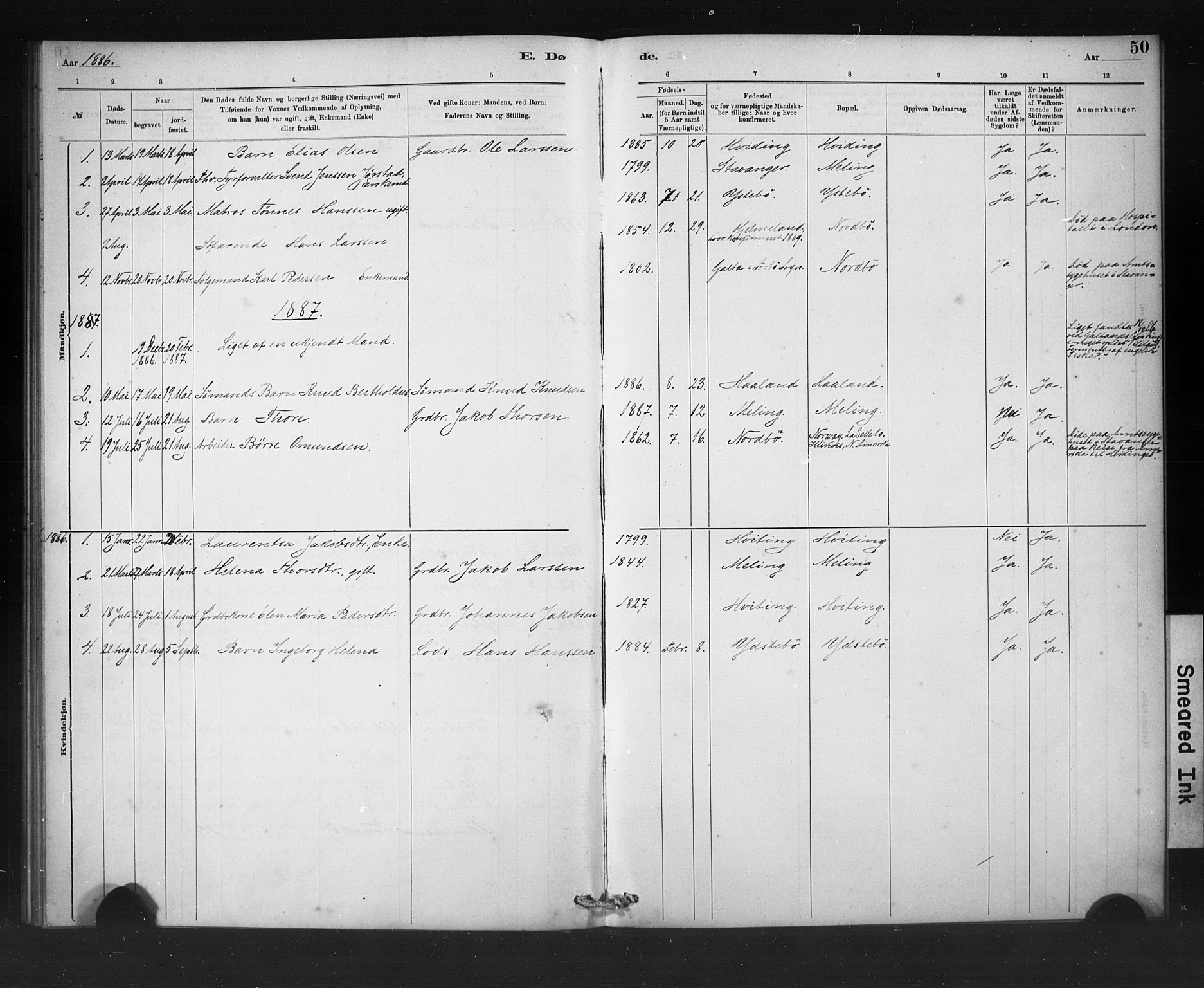 Rennesøy sokneprestkontor, SAST/A -101827/H/Ha/Haa/L0011: Parish register (official) no. A 11, 1878-1887, p. 50