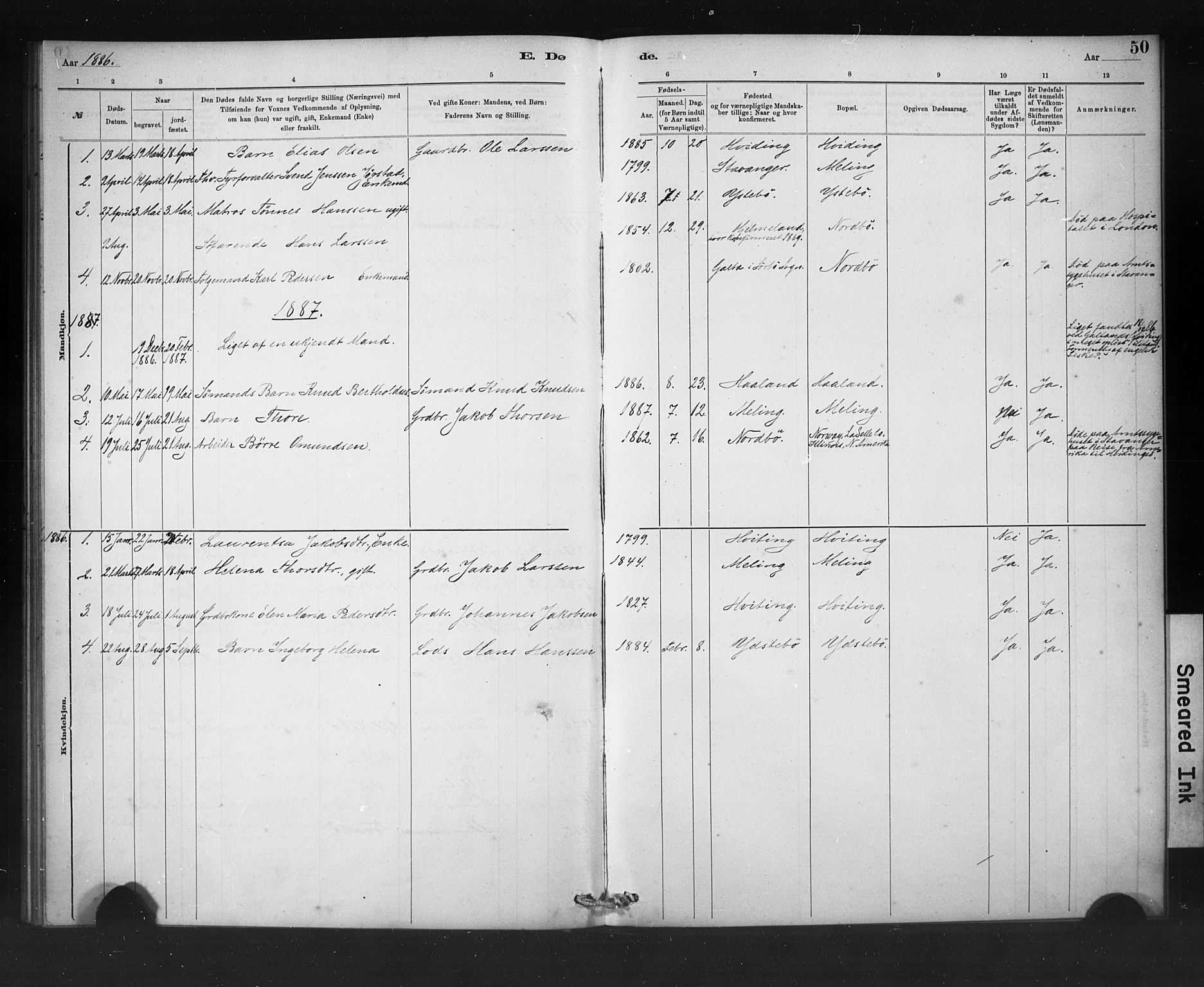 Rennesøy sokneprestkontor, AV/SAST-A -101827/H/Ha/Haa/L0011: Parish register (official) no. A 11, 1878-1887, p. 50