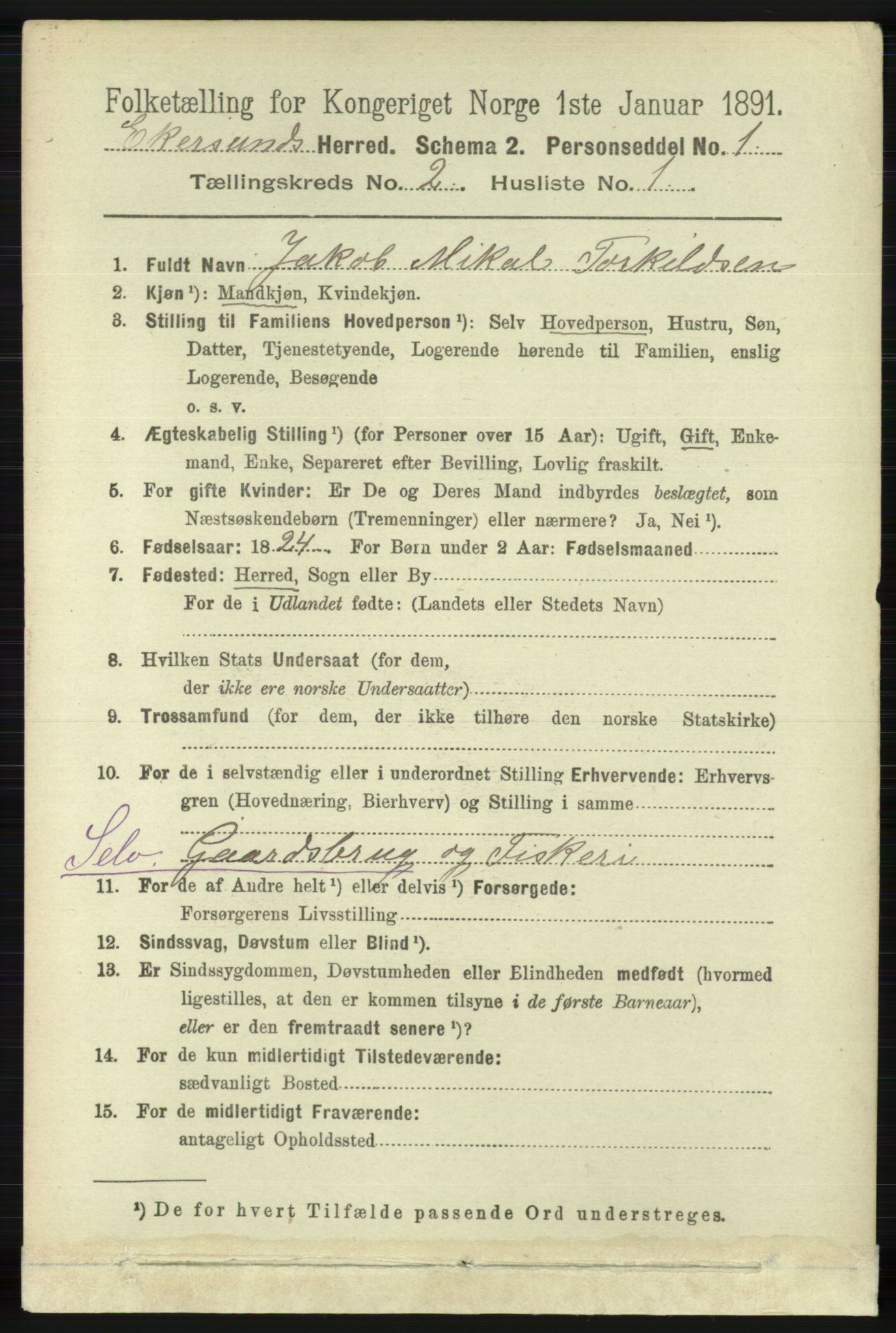 RA, 1891 census for 1116 Eigersund herred, 1891, p. 452