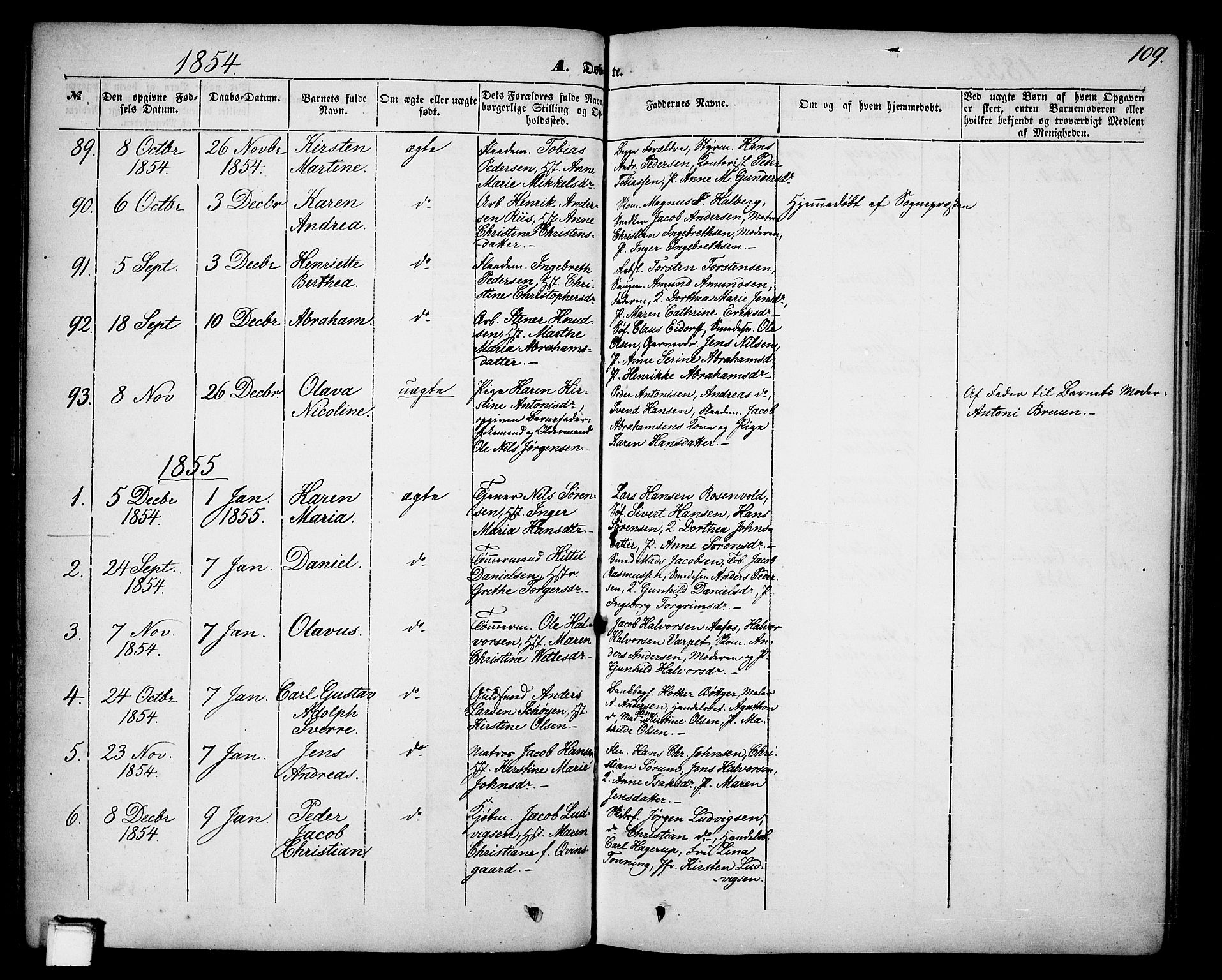 Skien kirkebøker, AV/SAKO-A-302/G/Ga/L0004: Parish register (copy) no. 4, 1843-1867, p. 109