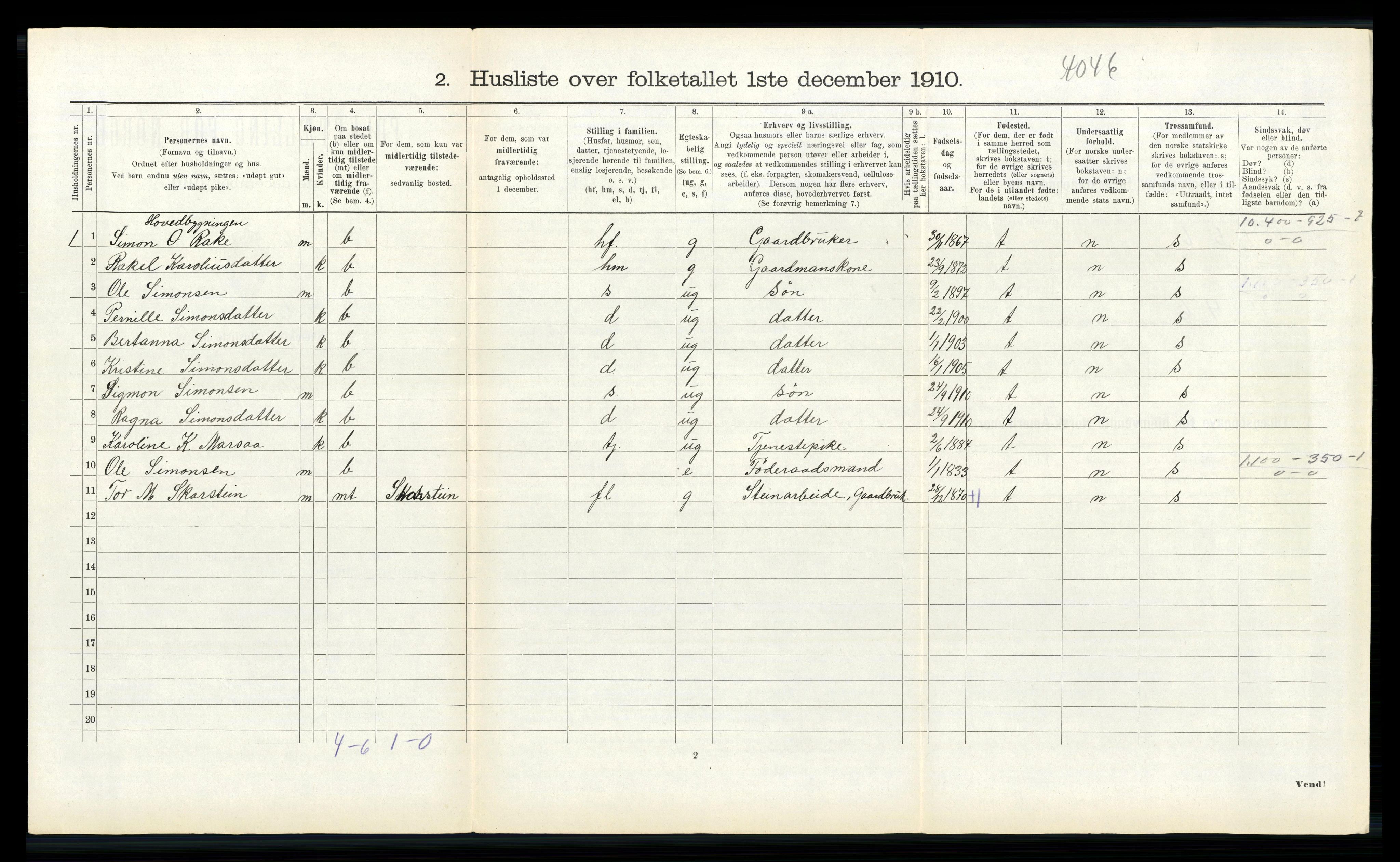 RA, 1910 census for Innvik, 1910, p. 347