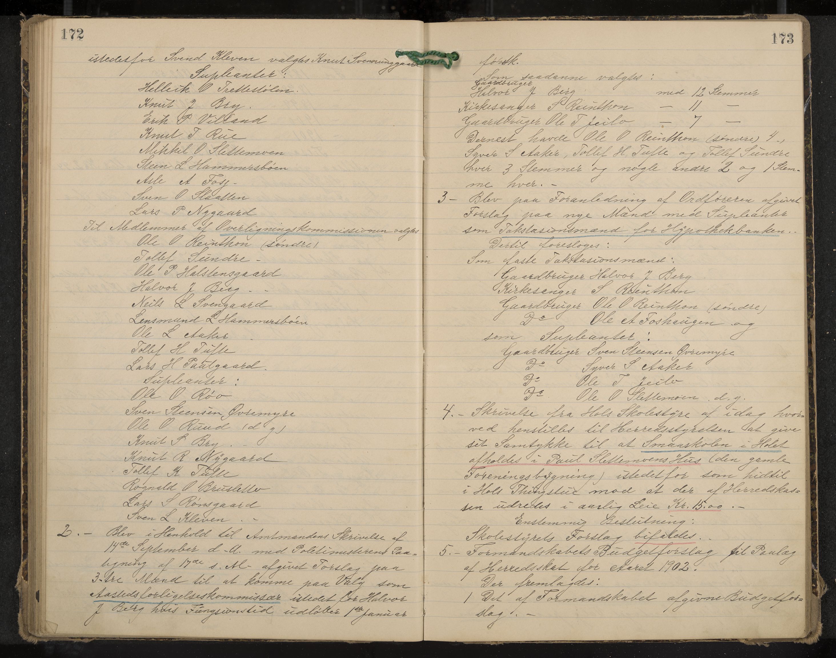 Hol formannskap og sentraladministrasjon, IKAK/0620021-1/A/L0003: Møtebok, 1897-1904, p. 172-173