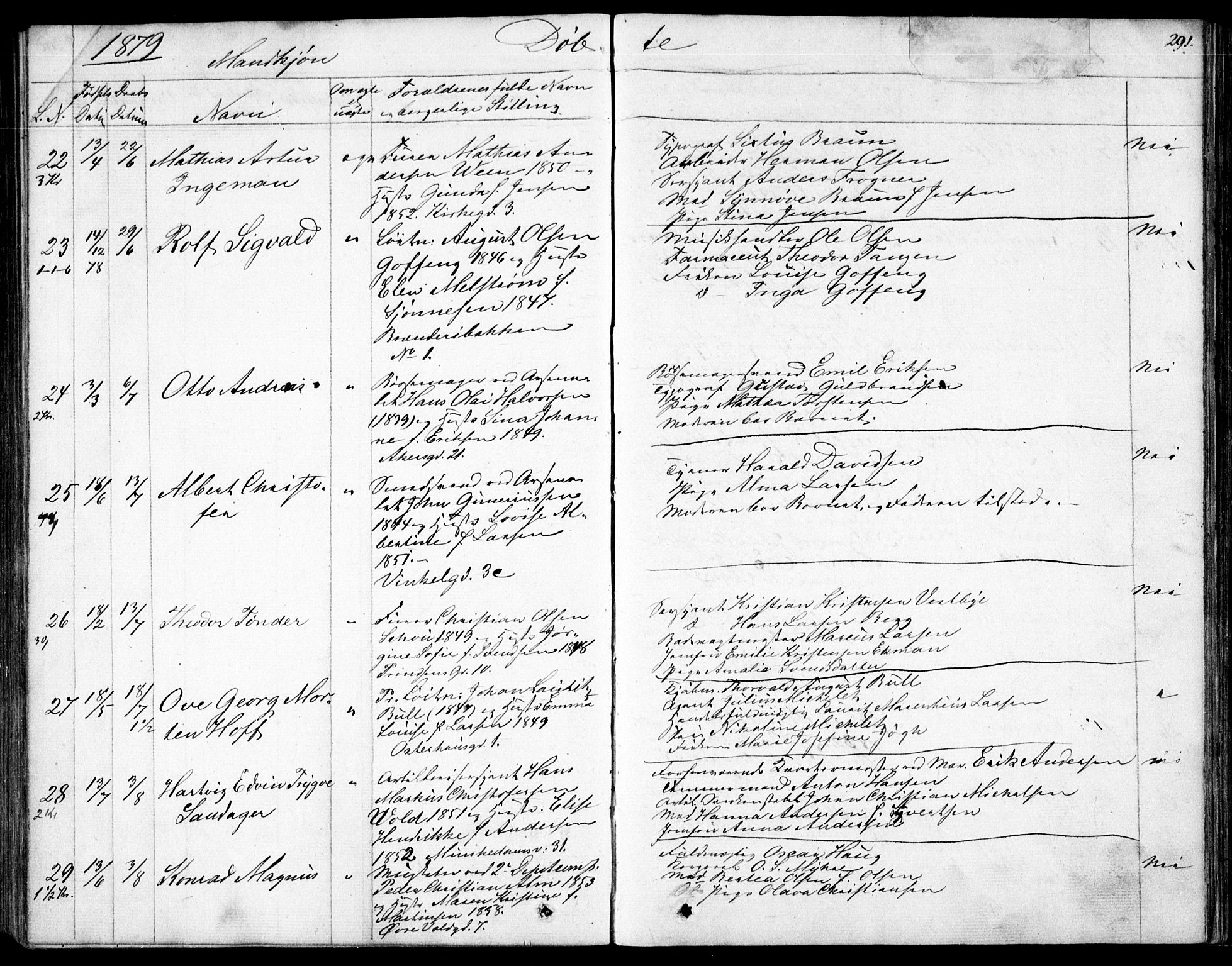 Garnisonsmenigheten Kirkebøker, SAO/A-10846/F/Fa/L0007: Parish register (official) no. 7, 1828-1881, p. 291