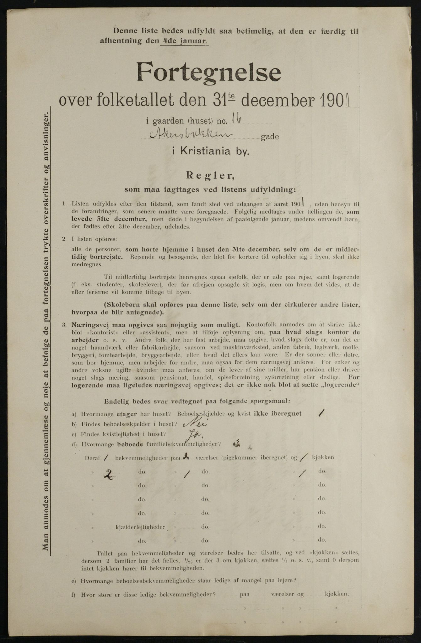 OBA, Municipal Census 1901 for Kristiania, 1901, p. 15