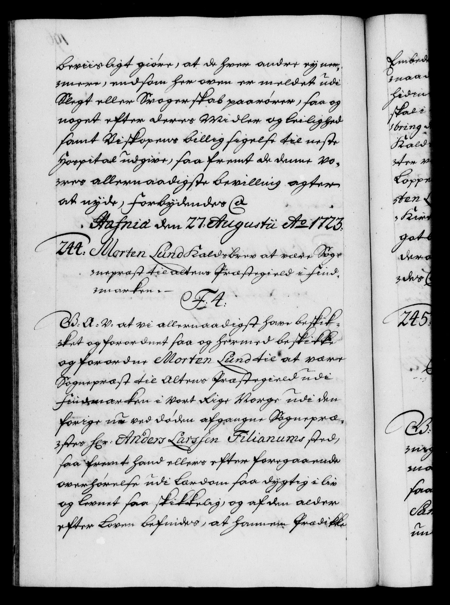 Danske Kanselli 1572-1799, AV/RA-EA-3023/F/Fc/Fca/Fcaa/L0024: Norske registre, 1723-1725, p. 196b