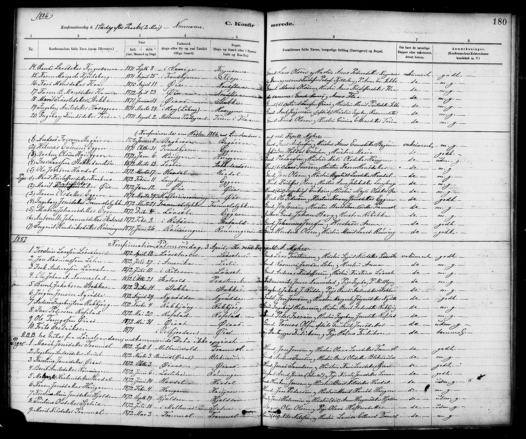 Ministerialprotokoller, klokkerbøker og fødselsregistre - Sør-Trøndelag, SAT/A-1456/691/L1094: Parish register (copy) no. 691C05, 1879-1911, p. 180