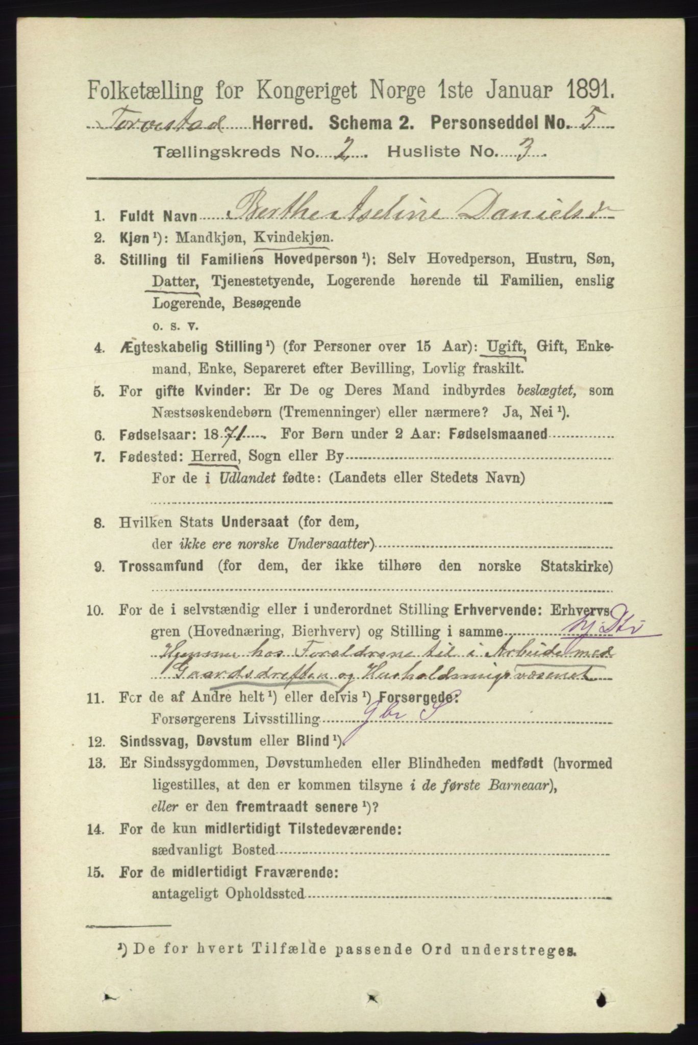 RA, 1891 census for 1152 Torvastad, 1891, p. 525