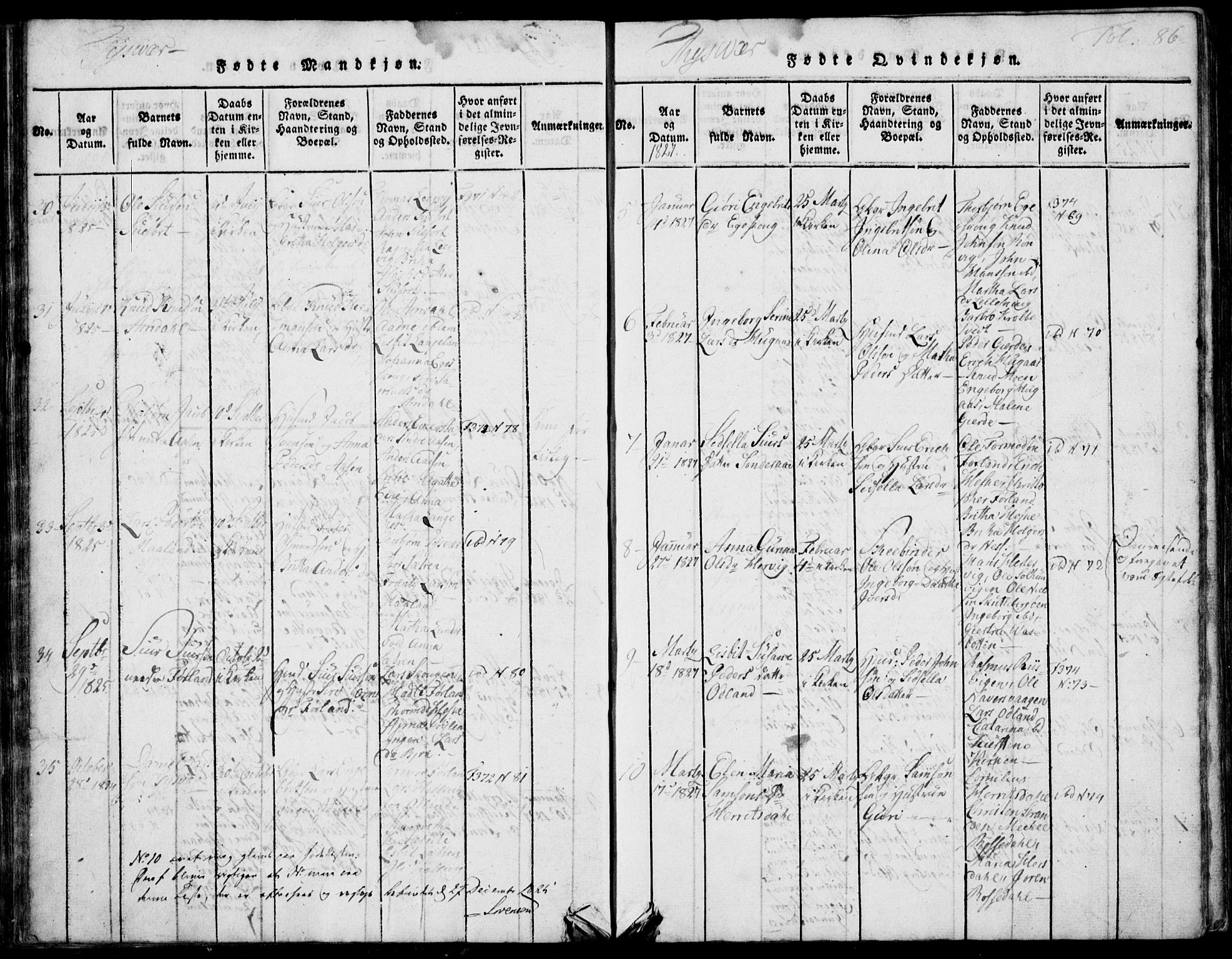 Skjold sokneprestkontor, AV/SAST-A-101847/H/Ha/Hab/L0002: Parish register (copy) no. B 2 /1, 1815-1830, p. 86