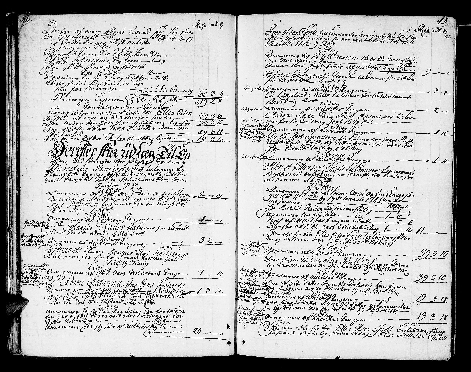 Røros Bergrett, AV/SAT-A-0024/3/3A/L0005: Skifteprotokoll, 1742-1756, p. 42-43
