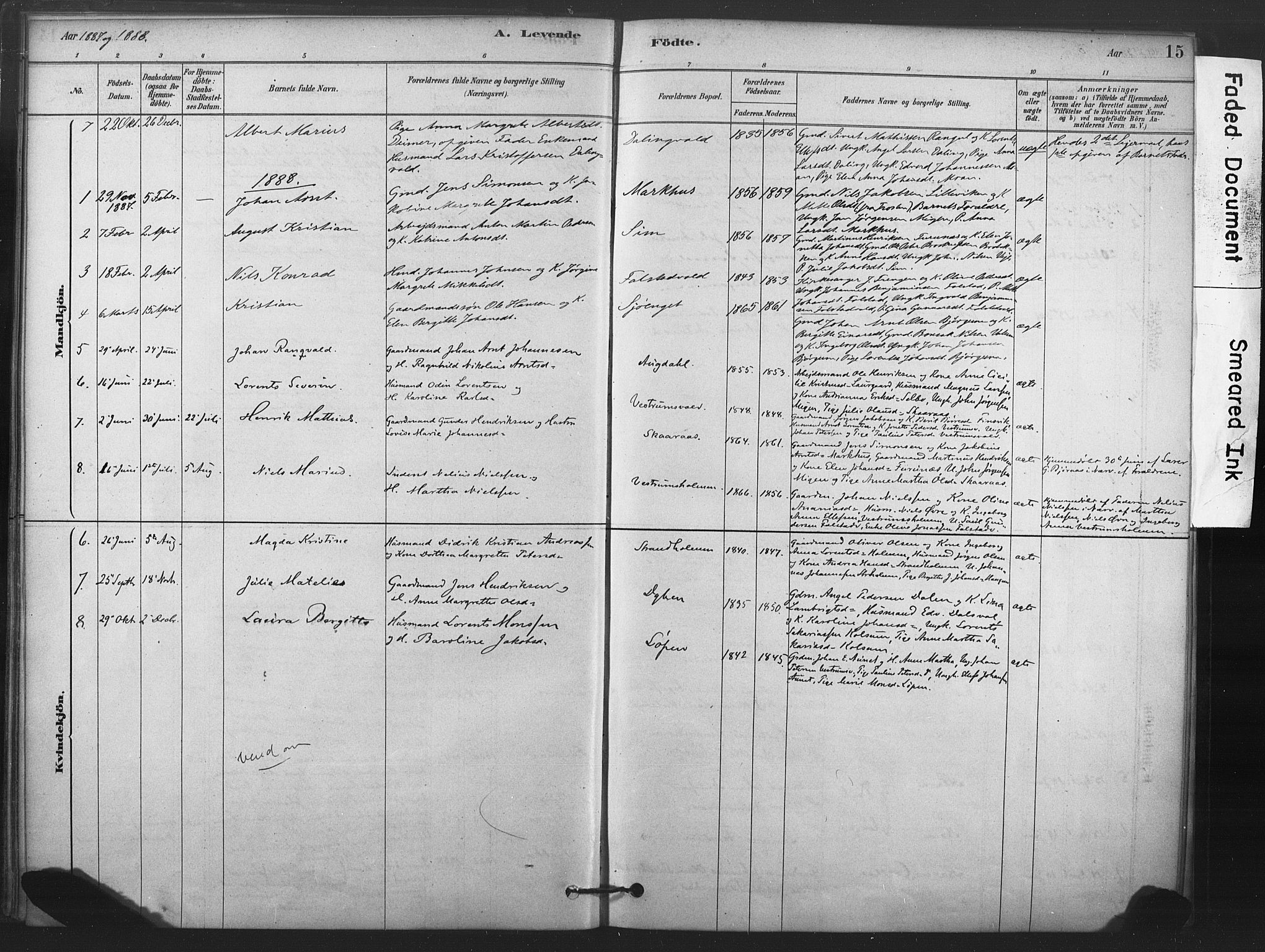 Ministerialprotokoller, klokkerbøker og fødselsregistre - Nord-Trøndelag, SAT/A-1458/719/L0178: Parish register (official) no. 719A01, 1878-1900, p. 15