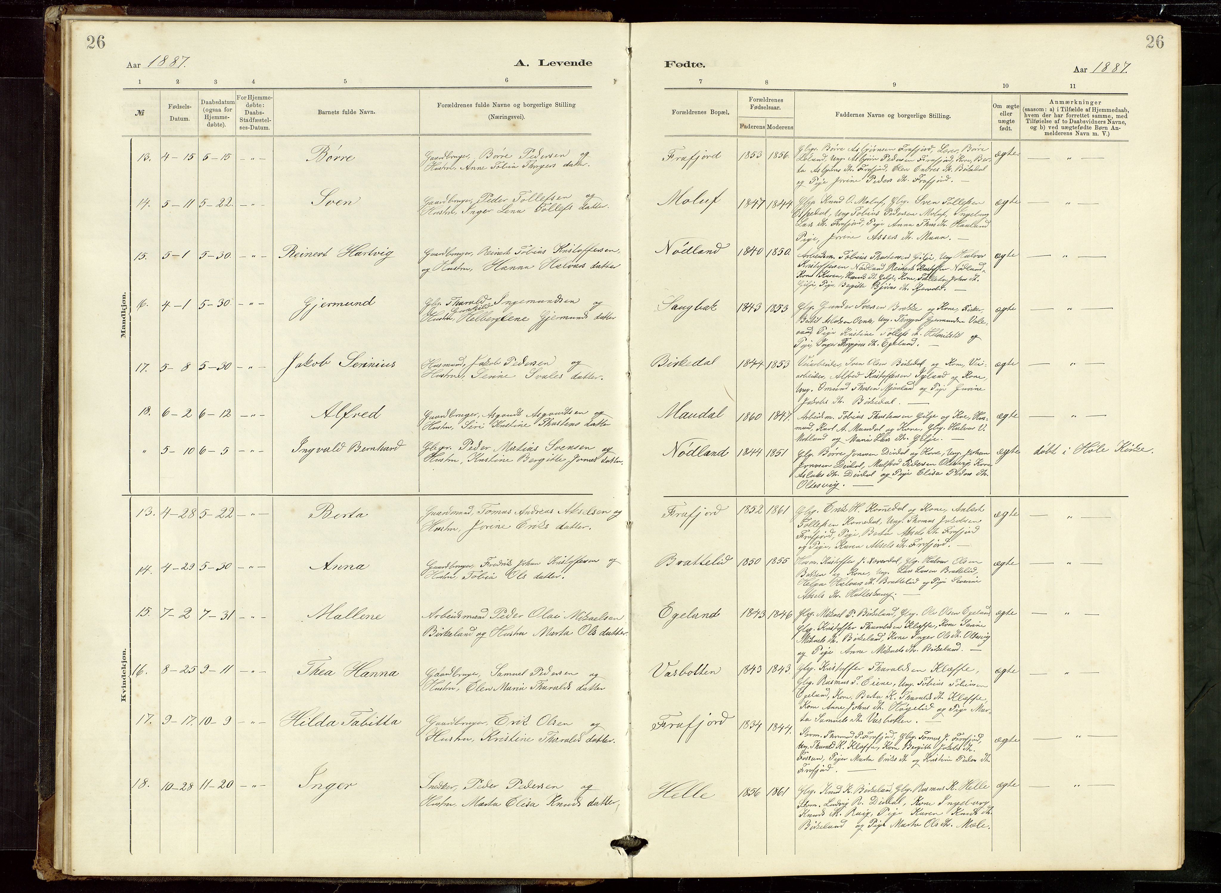 Høgsfjord sokneprestkontor, AV/SAST-A-101624/H/Ha/Hab/L0009: Parish register (copy) no. B 9, 1883-1920, p. 26