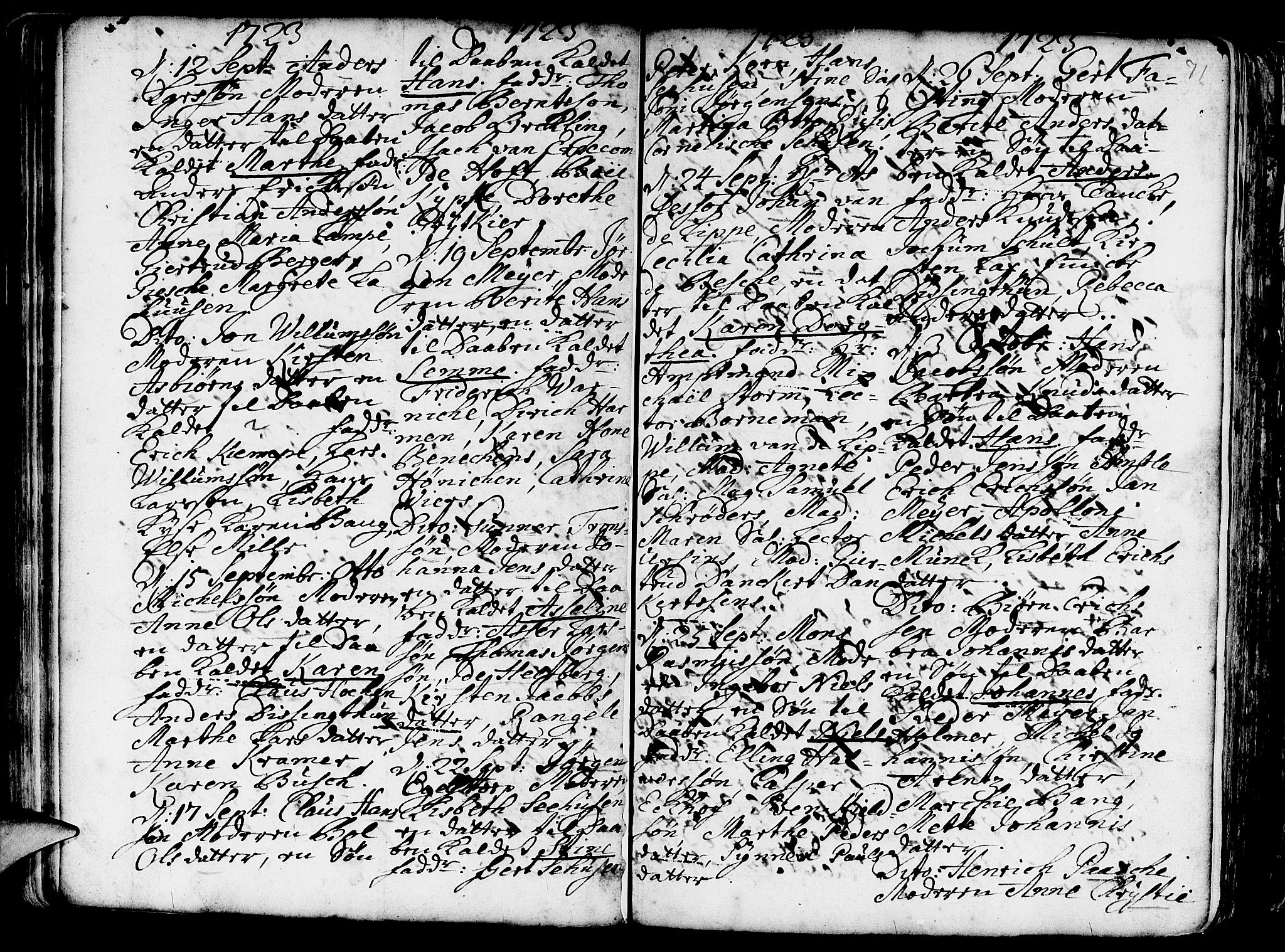 Nykirken Sokneprestembete, AV/SAB-A-77101/H/Haa/L0003: Parish register (official) no. A 3, 1717-1764, p. 71