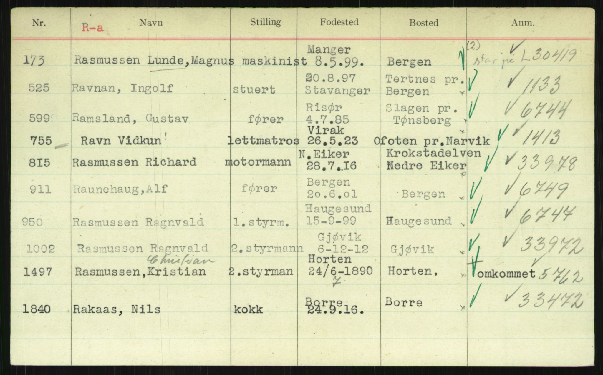 Direktoratet for sjømenn, AV/RA-S-3545/G/Gi/L0003: Kartotek over krigsdekorasjoner tildelt under krigen til nordmenn, 1940-1945, p. 639