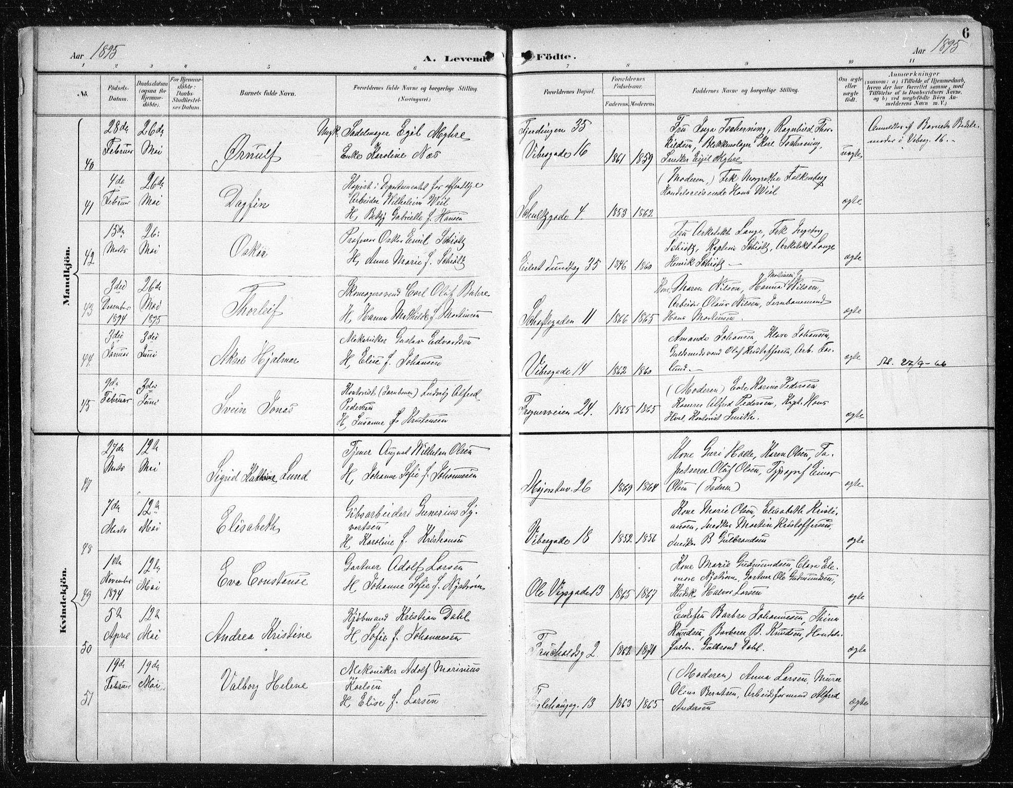 Uranienborg prestekontor Kirkebøker, AV/SAO-A-10877/F/Fa/L0005: Parish register (official) no. 5, 1895-1907, p. 6