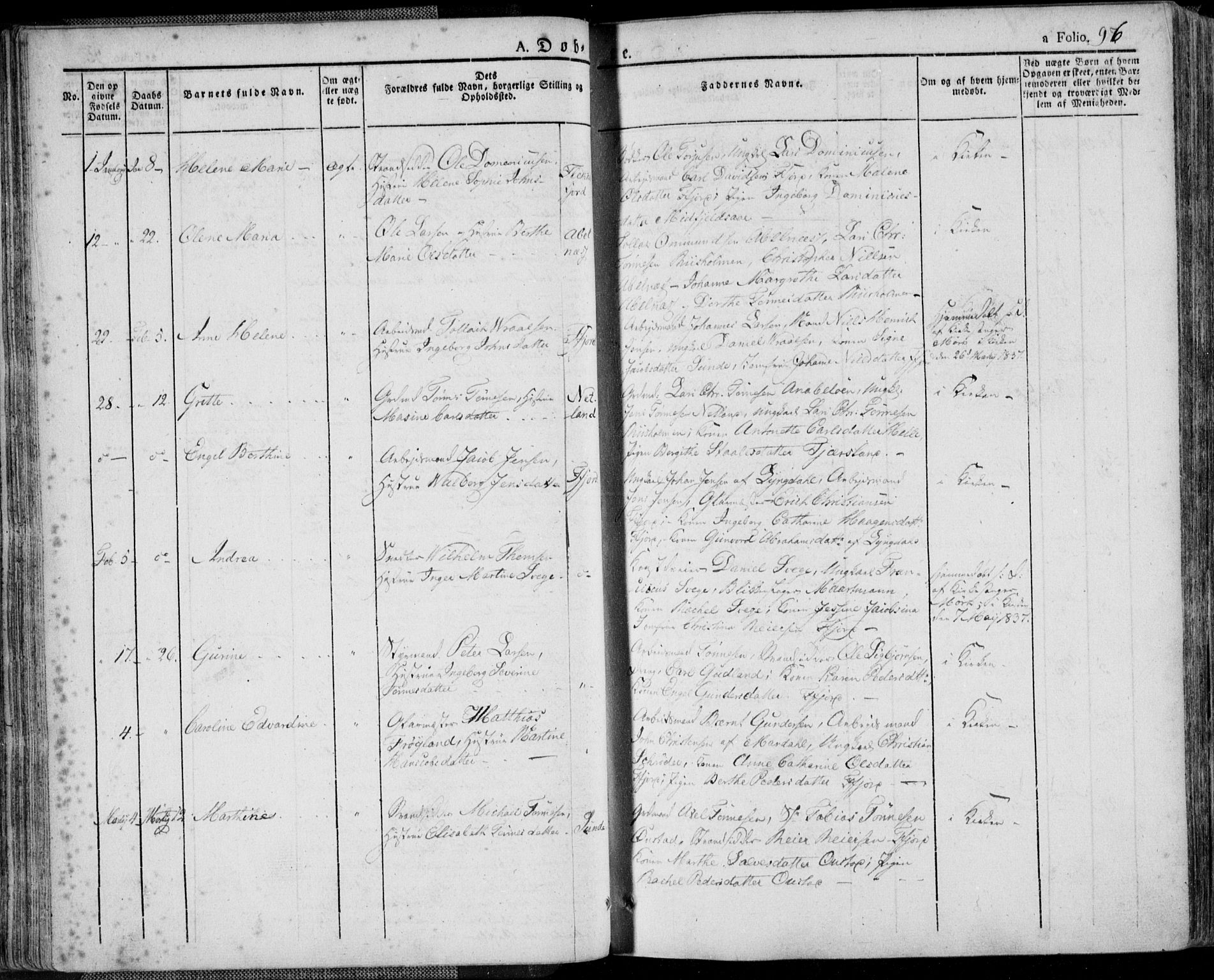 Flekkefjord sokneprestkontor, AV/SAK-1111-0012/F/Fa/Fac/L0003: Parish register (official) no. A 3, 1826-1841, p. 96