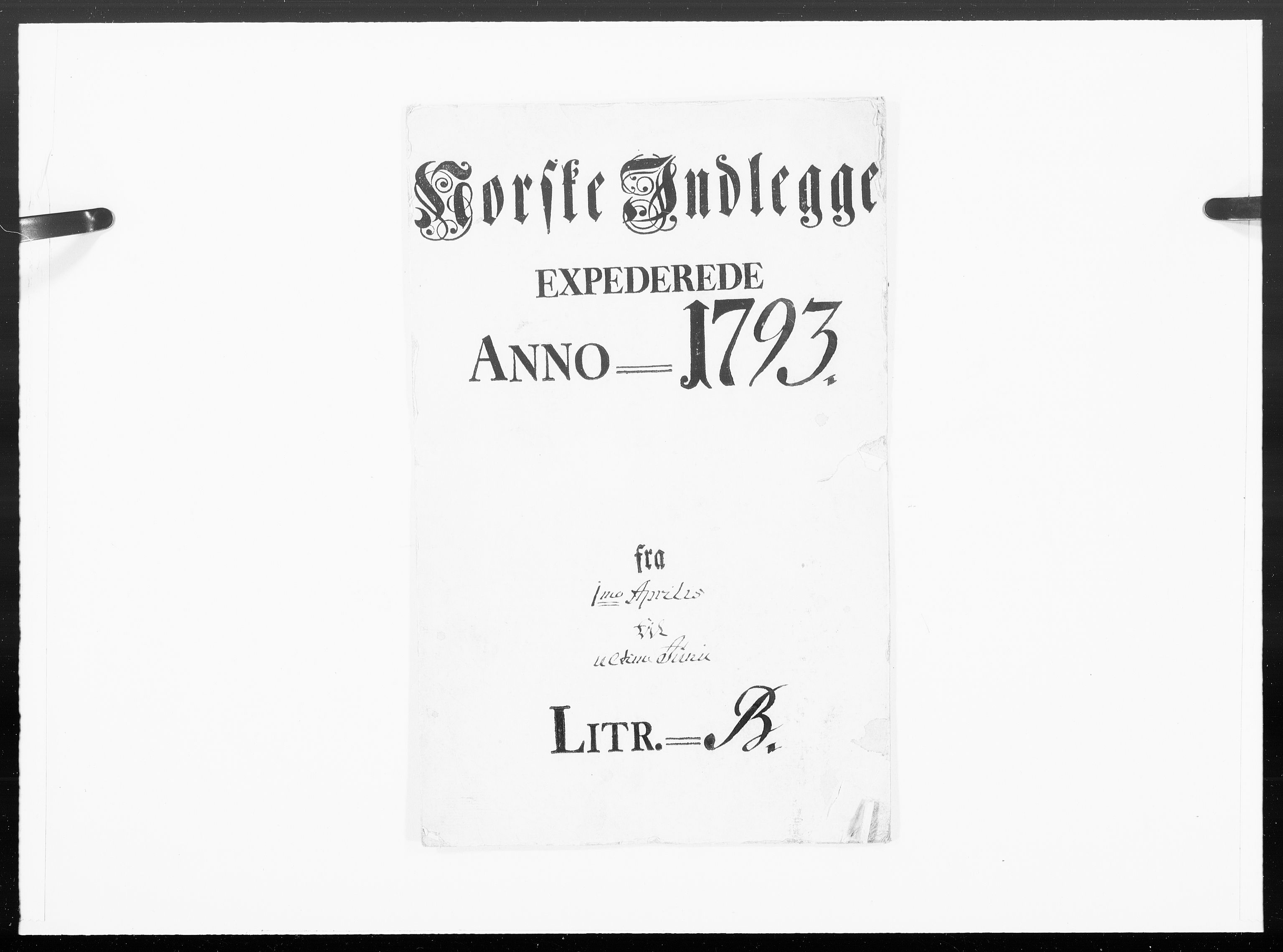 Danske Kanselli 1572-1799, RA/EA-3023/F/Fc/Fcc/Fcca/L0293: Norske innlegg 1572-1799, 1793, p. 1