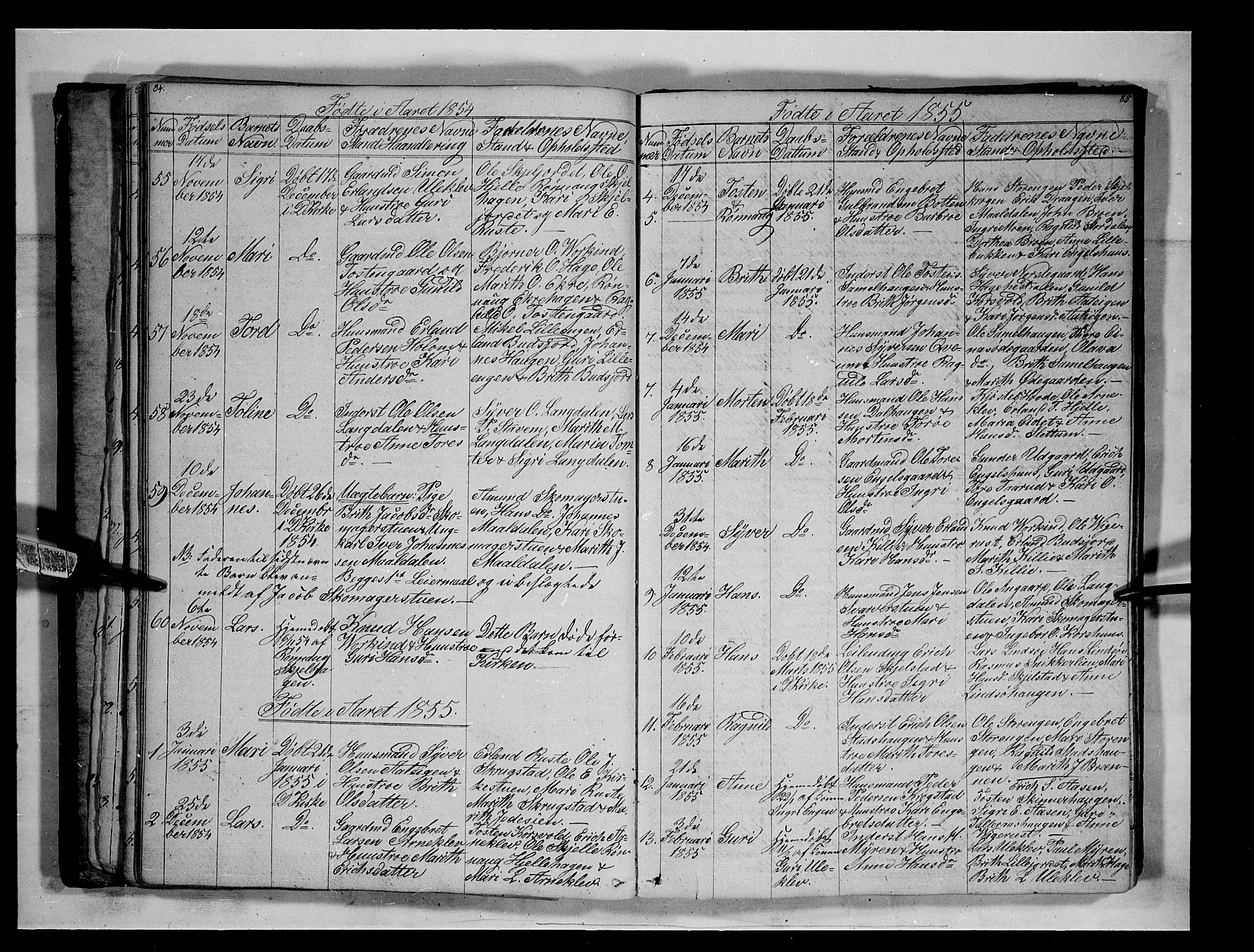 Lesja prestekontor, SAH/PREST-068/H/Ha/Hab/L0003: Parish register (copy) no. 3, 1842-1862, p. 84-85