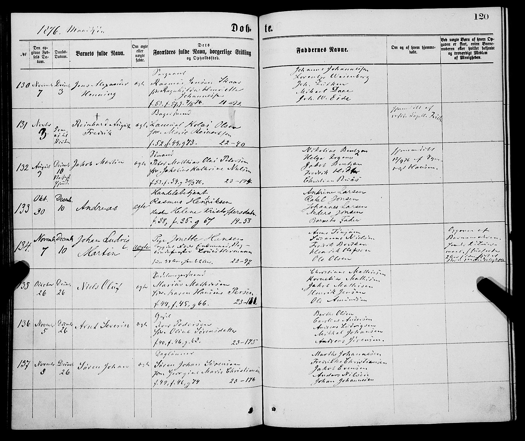Korskirken sokneprestembete, SAB/A-76101/H/Haa/L0020: Parish register (official) no. B 6, 1871-1878, p. 120