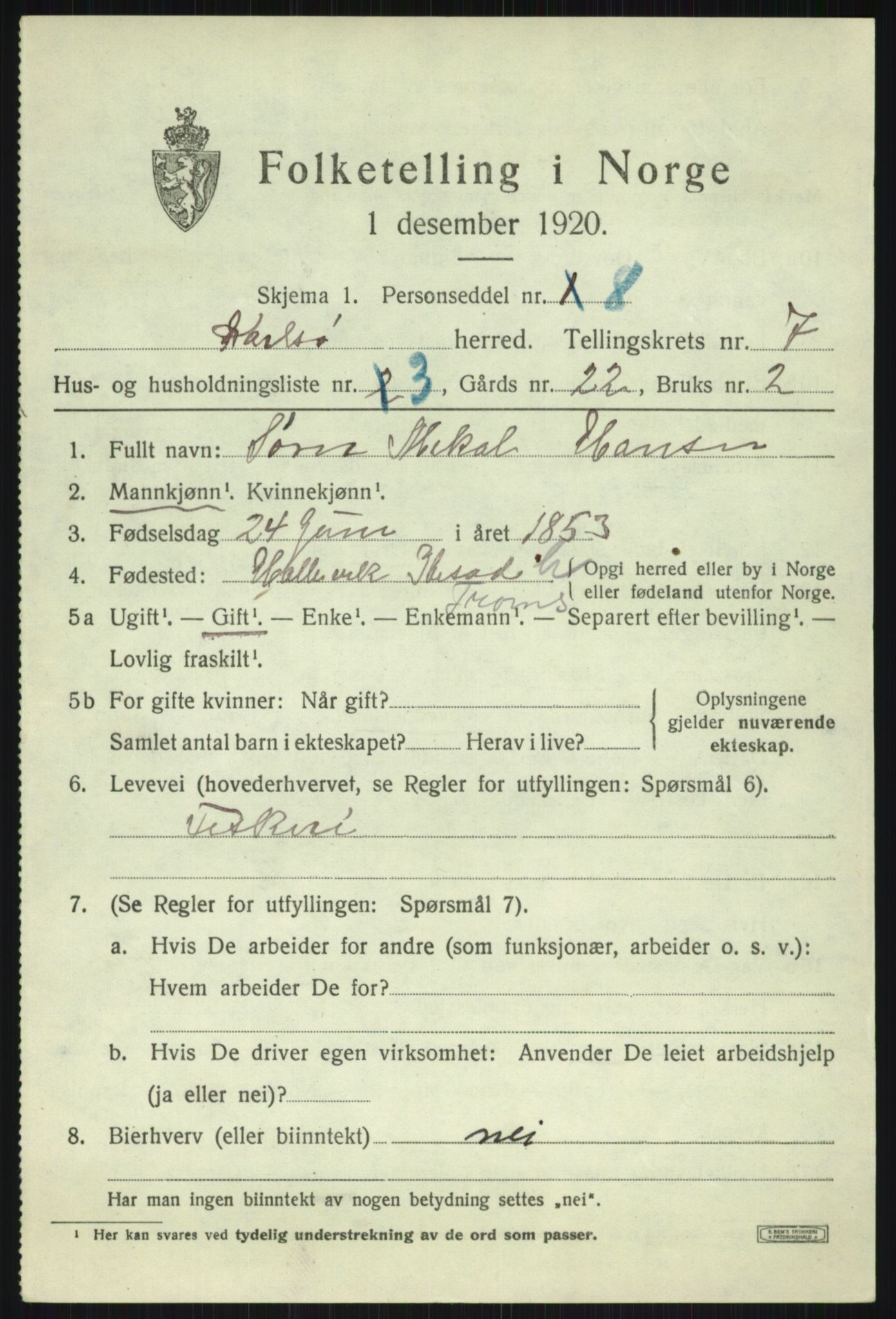 SATØ, 1920 census for Karlsøy, 1920, p. 2684