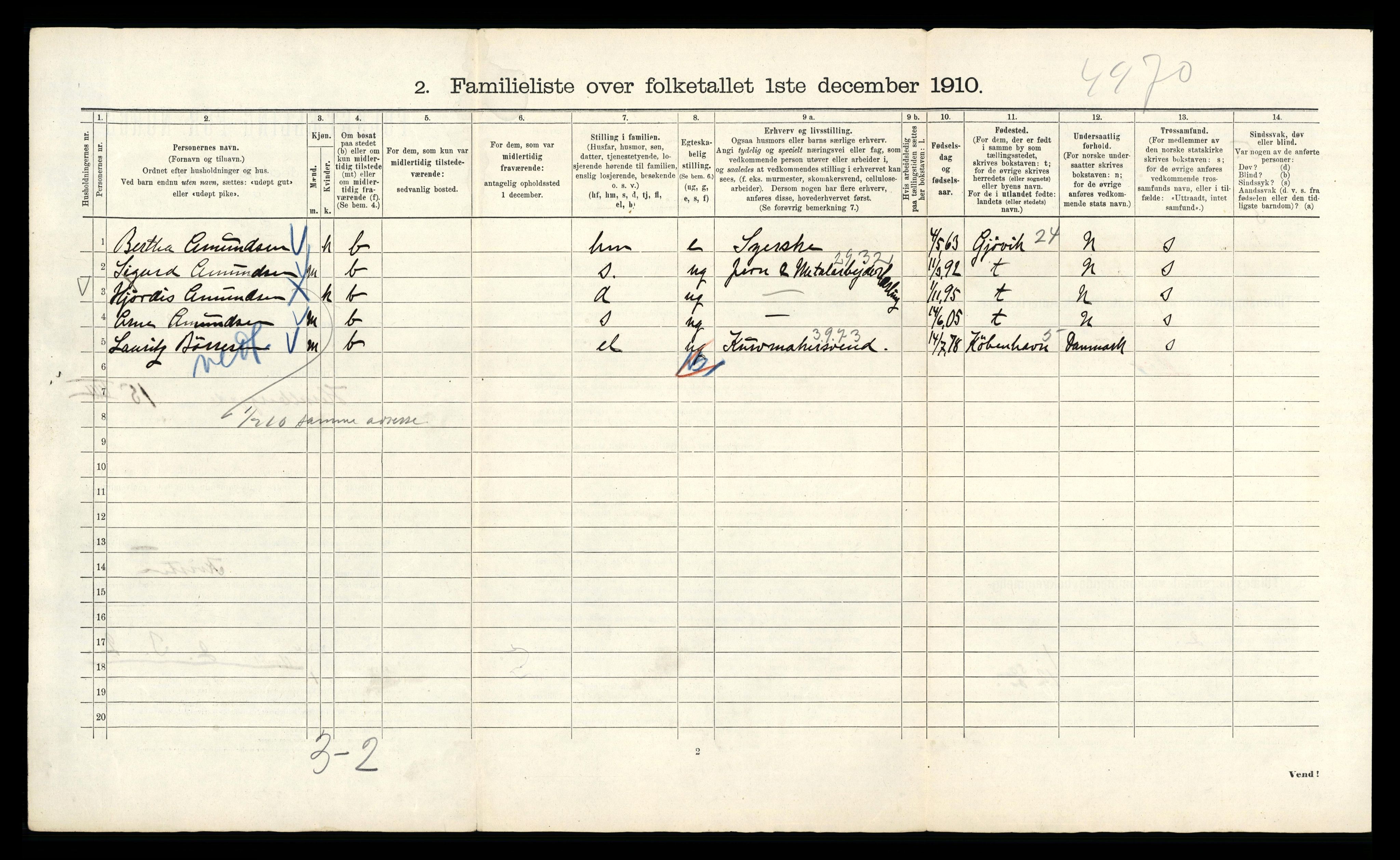 RA, 1910 census for Kristiania, 1910, p. 39332