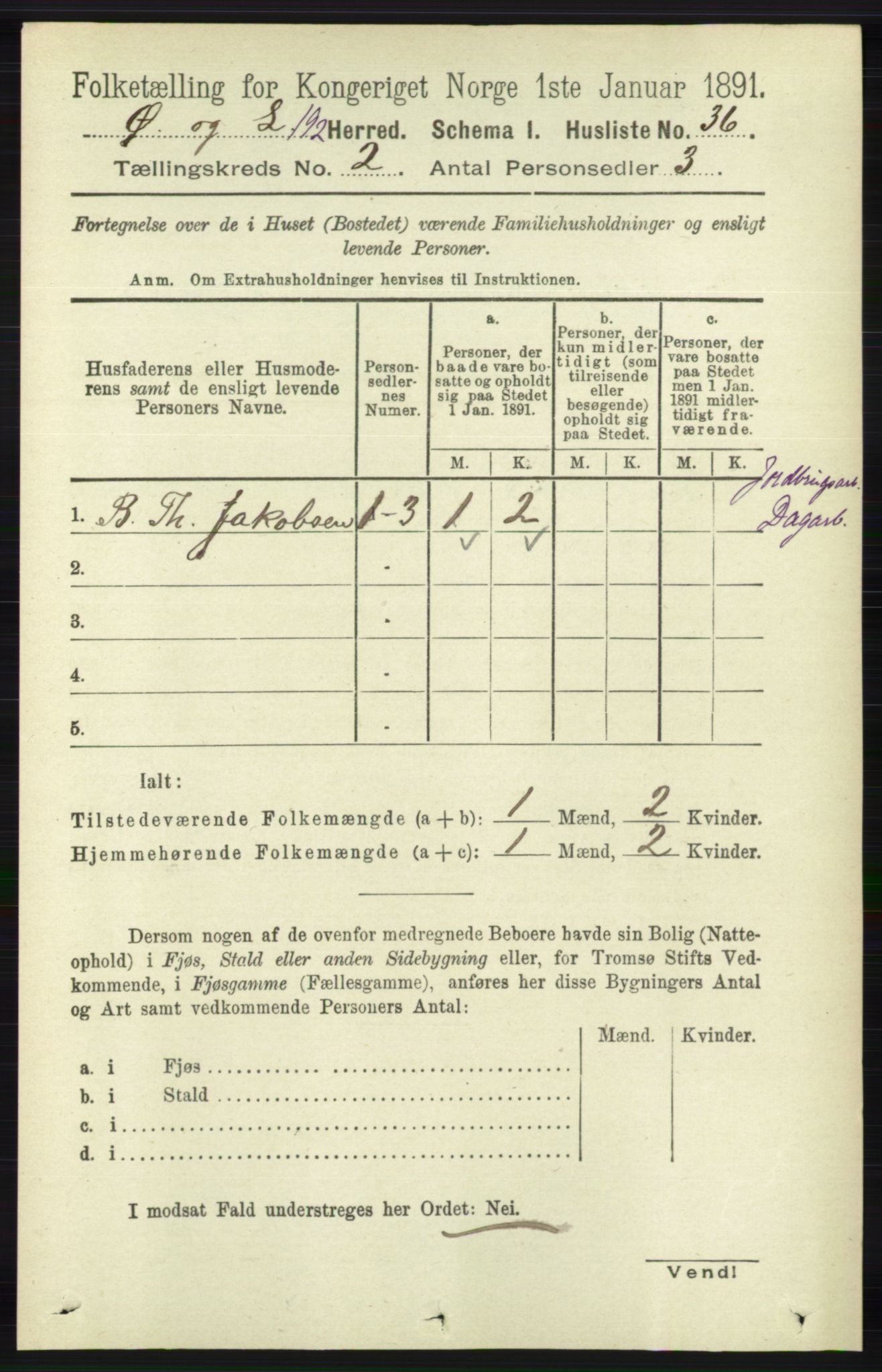 RA, 1891 census for 1021 Øyslebø og Laudal, 1891, p. 466