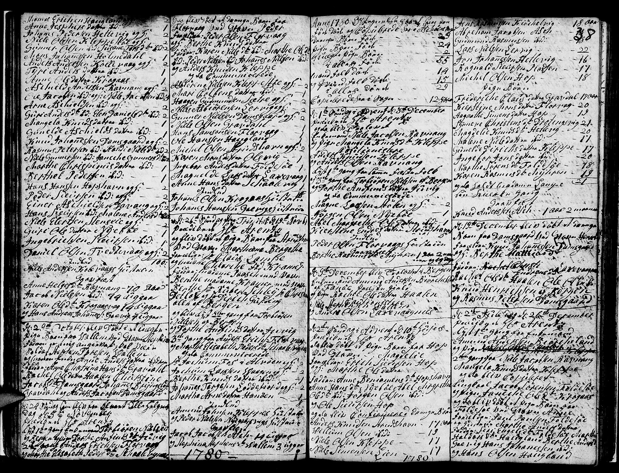 Askøy Sokneprestembete, SAB/A-74101/H/Ha/Hab/Haba/L0001: Parish register (copy) no. A 1, 1775-1792, p. 38